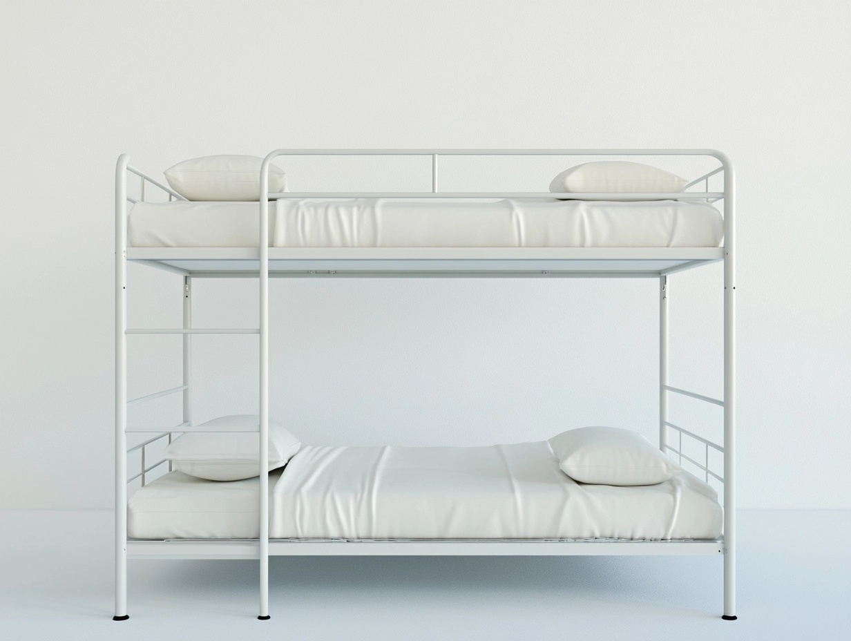 Litera metálica blanca de 200x90 cm para dormitorio juvenil con estructura resistente y diseño moderno nl3538144