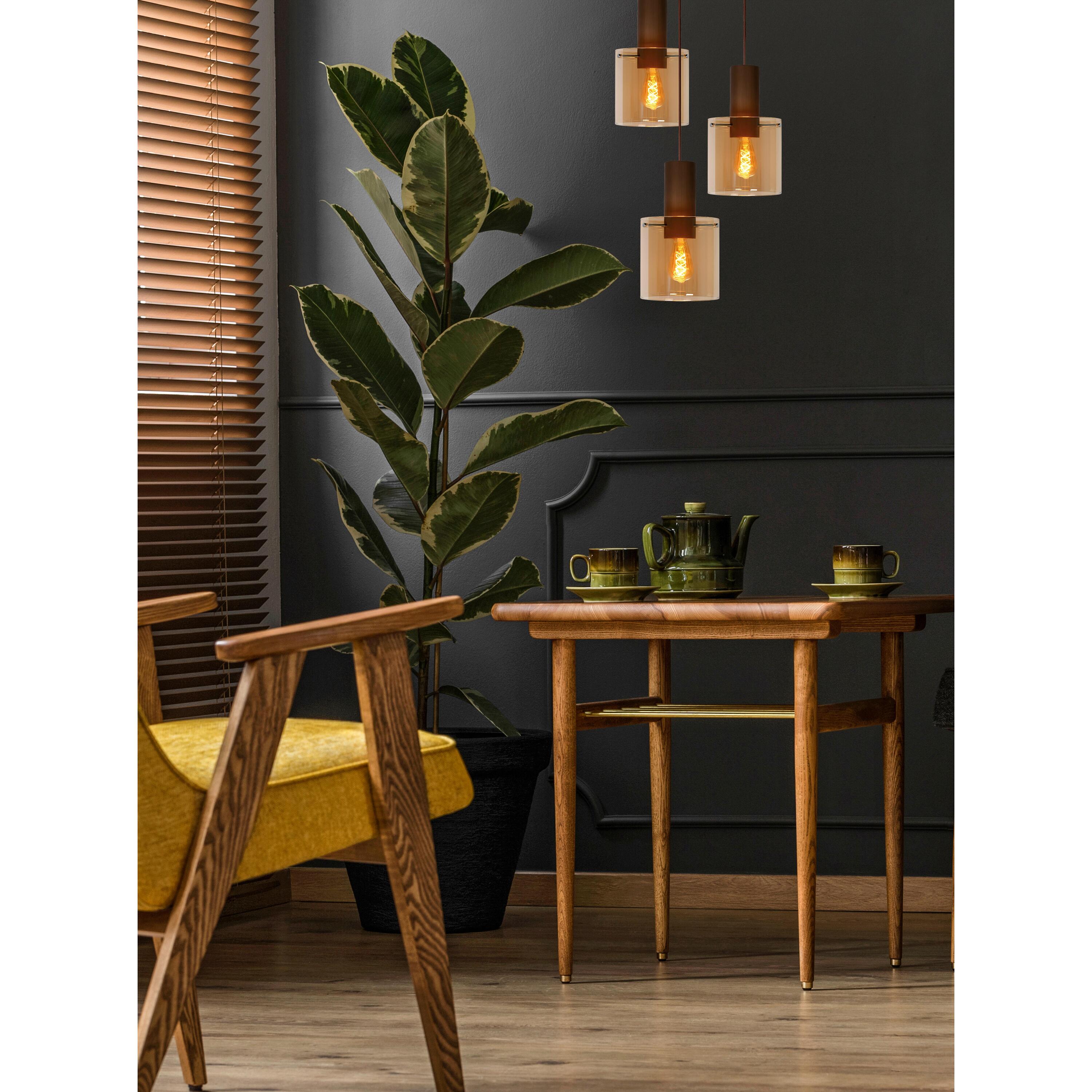 Toledo 3 cluster hanglamp rond amber