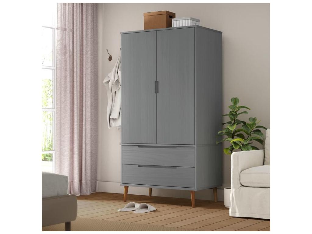 Hogarlujo Armario MOLDE madera maciza de pino gris 90x55x175 cm