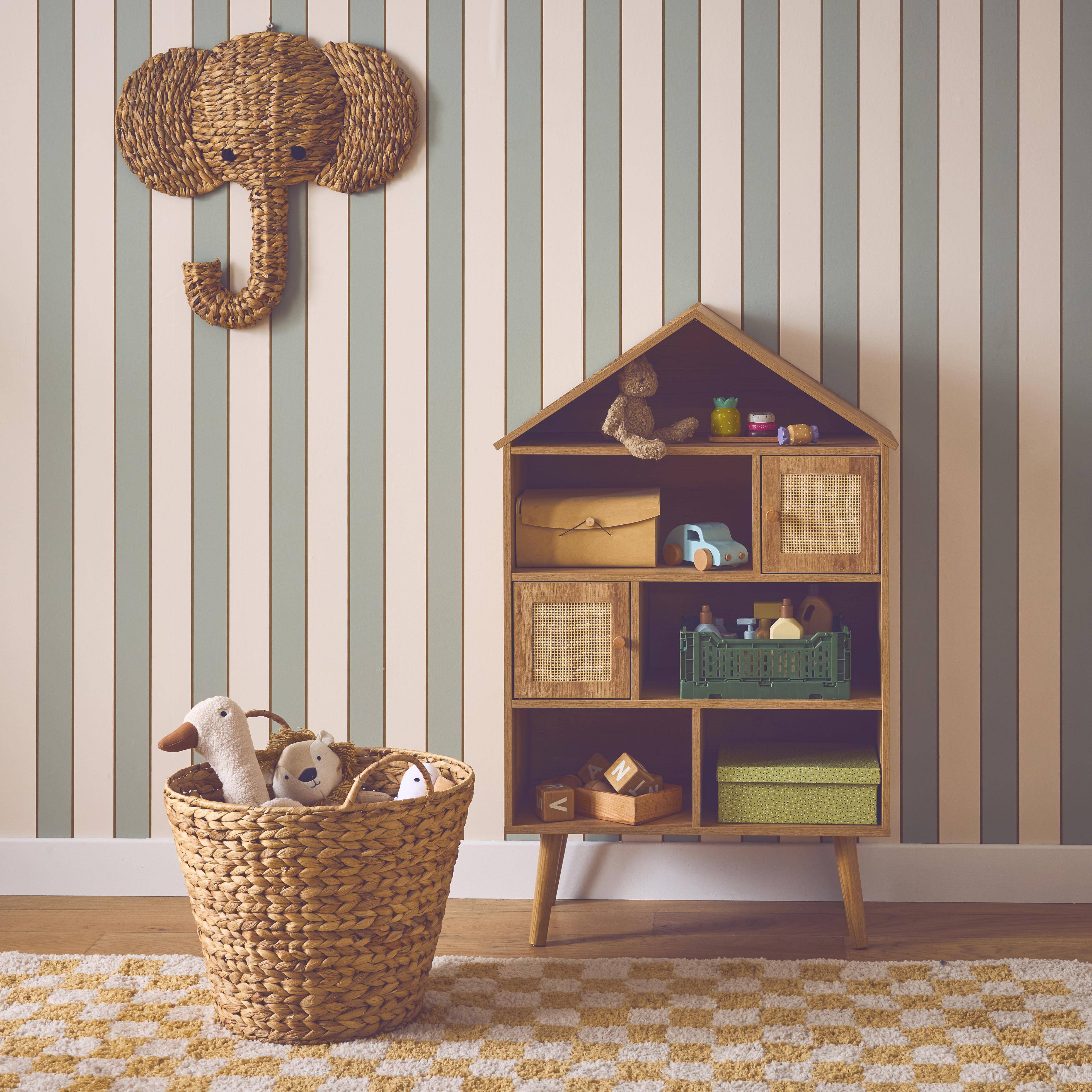 Boheme kids - Estantería infantil efecto madera y caña con 2 puertas