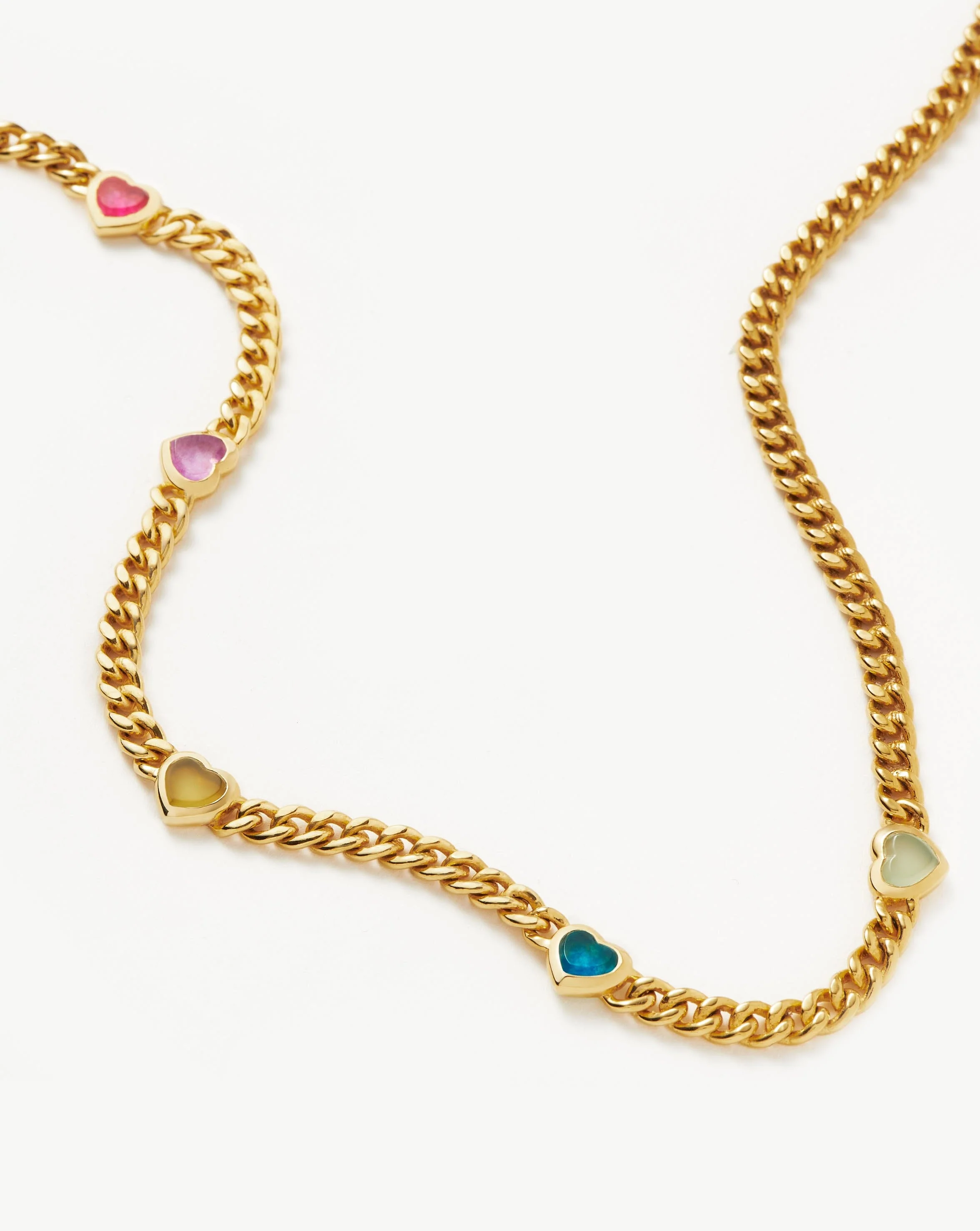 Jelly Heart Gemstone Charm Necklace | 18ct Gold Plated/Multi Quartz