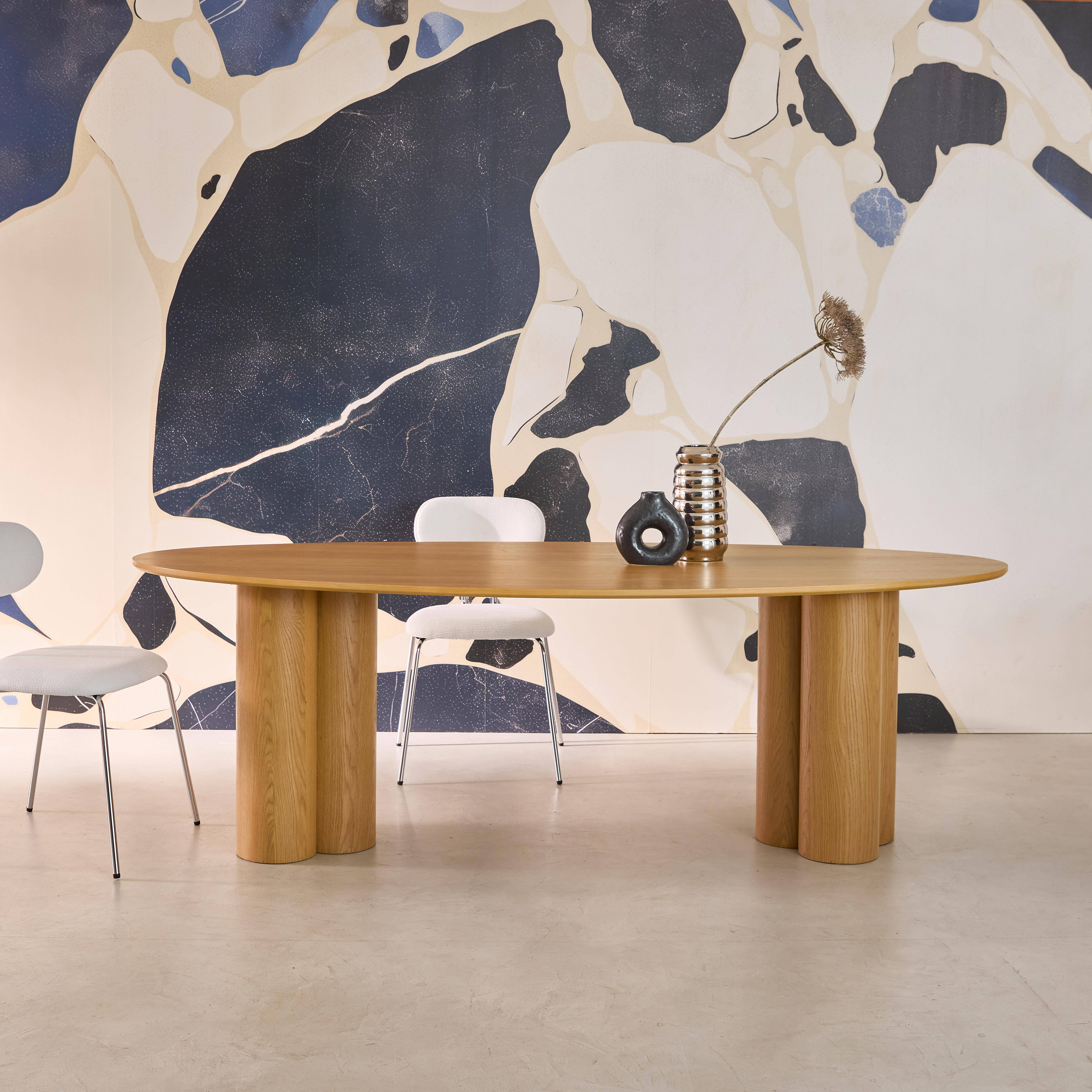 Leonore - Mesa de comedor ovalada de madera de hevea para 8 personas, 220cm