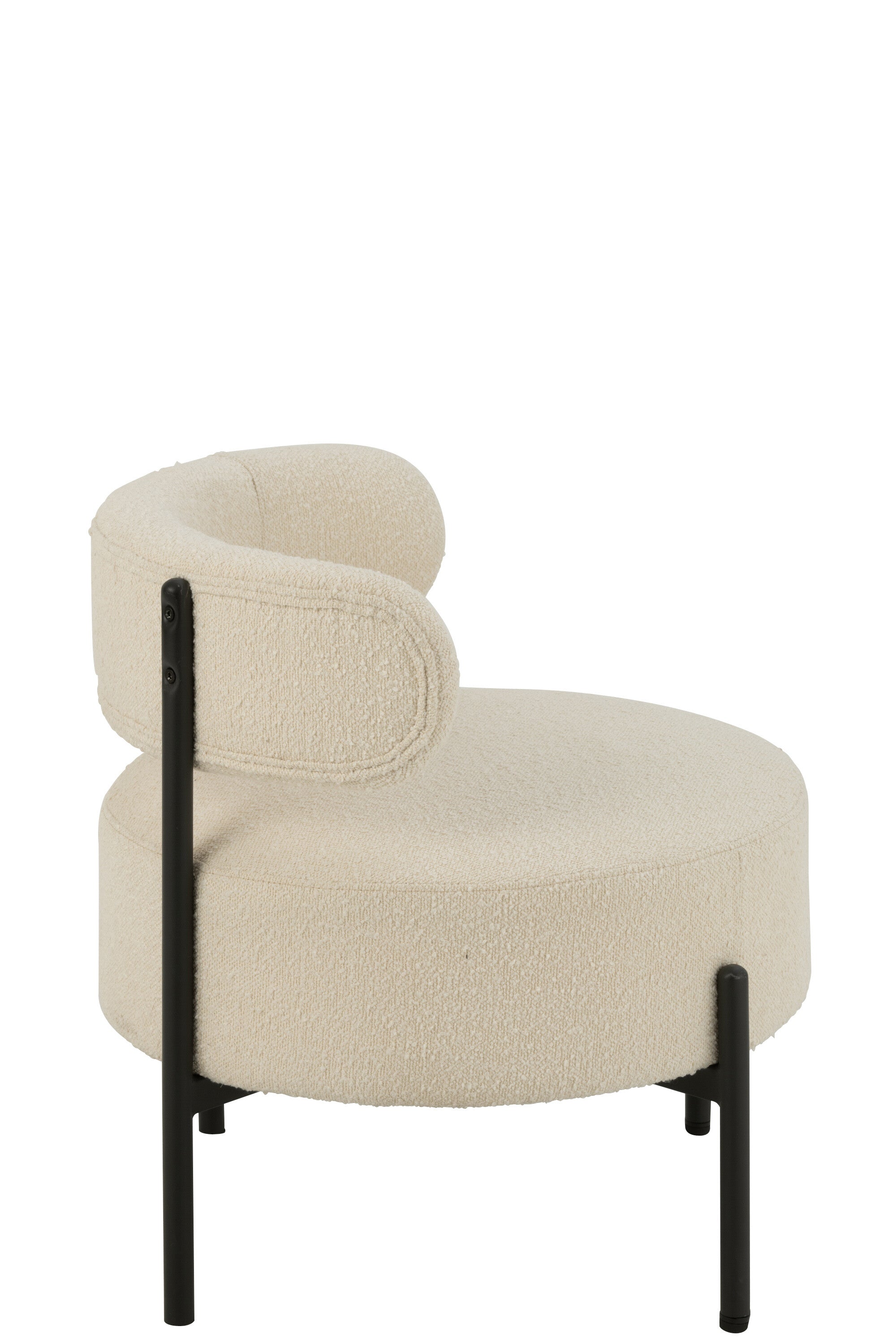J-Line loungestoel Bouclé - multiplex polyester - wit zwart
