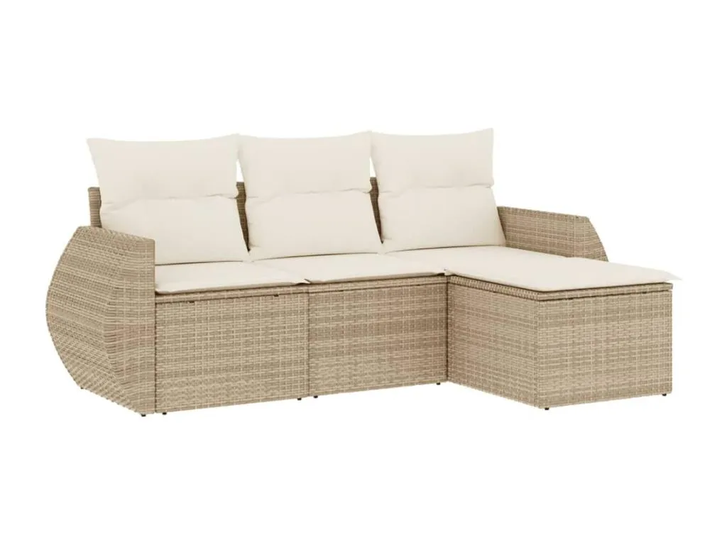 Set de sofás de exterior 4 piezas ratán sintético beige con cojines incluidos OY4583063