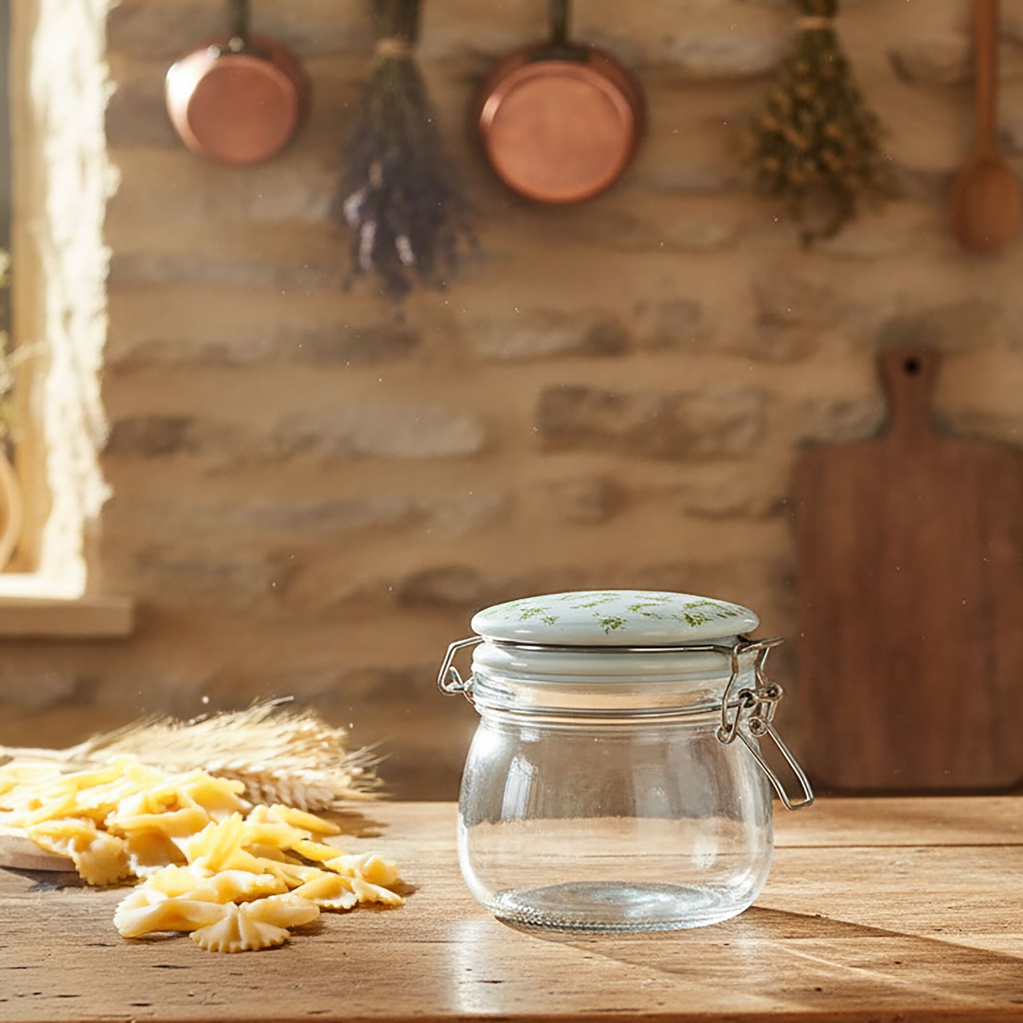 BAIA - Bocal en verre avec couvercle en céramique 50cl - transparent
