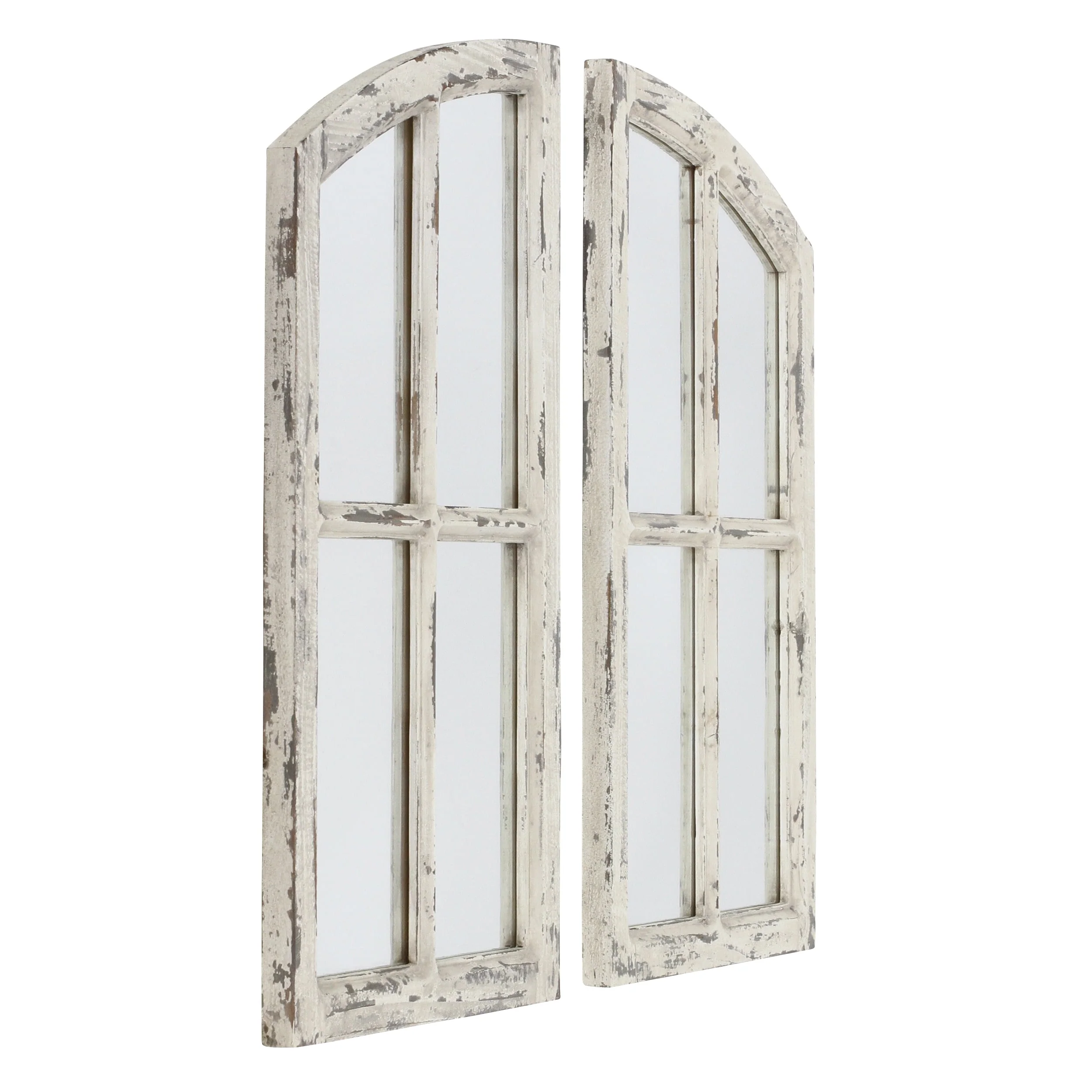 Jolene Arch Window Pane Mirrors Off-White 27" x 15" (Set of 2) by Aspire - Image 3