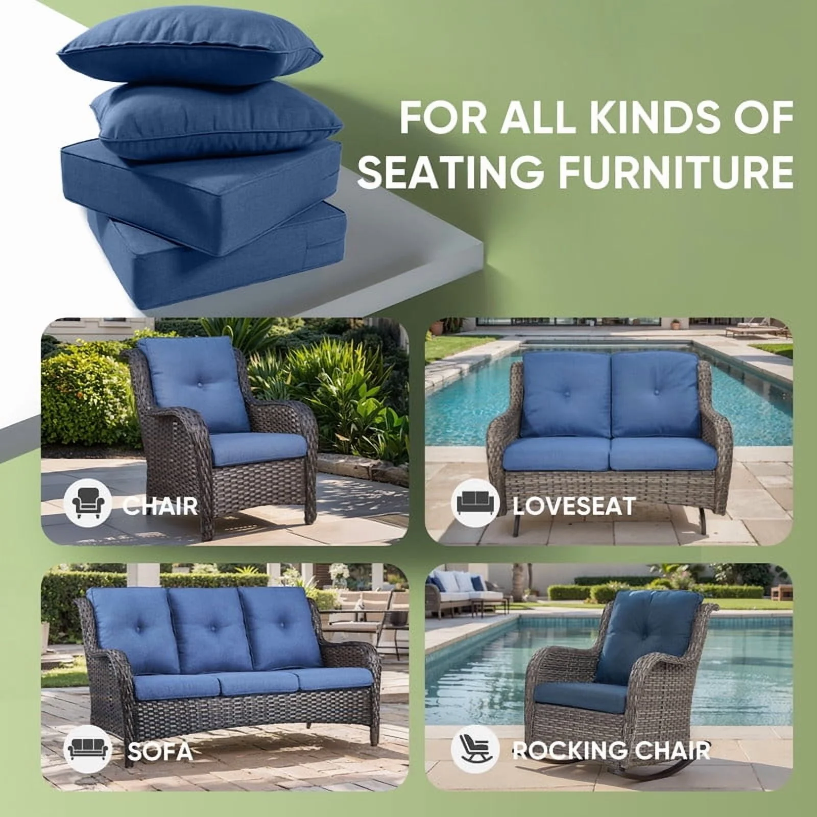 Bellefurn Outdoor Deep Seat Cushion 24 X 24 X 6 inch for Patio Furniture,Outdoor Chair Cushions Waterproof & Fade Resistant Patio Furniture Cushions for Wicker Chair, Sofa, Couch - Image 15