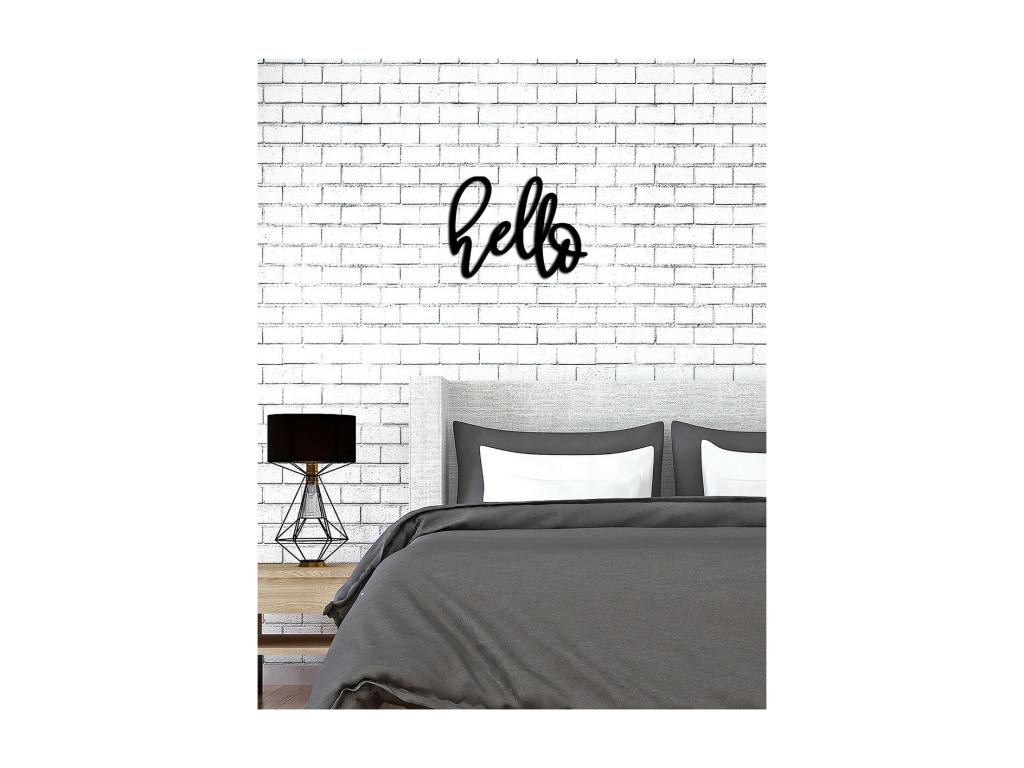 Decoración de Metal Hello 3, Negro, 56x0,15x42 cm cm, Mubdelu