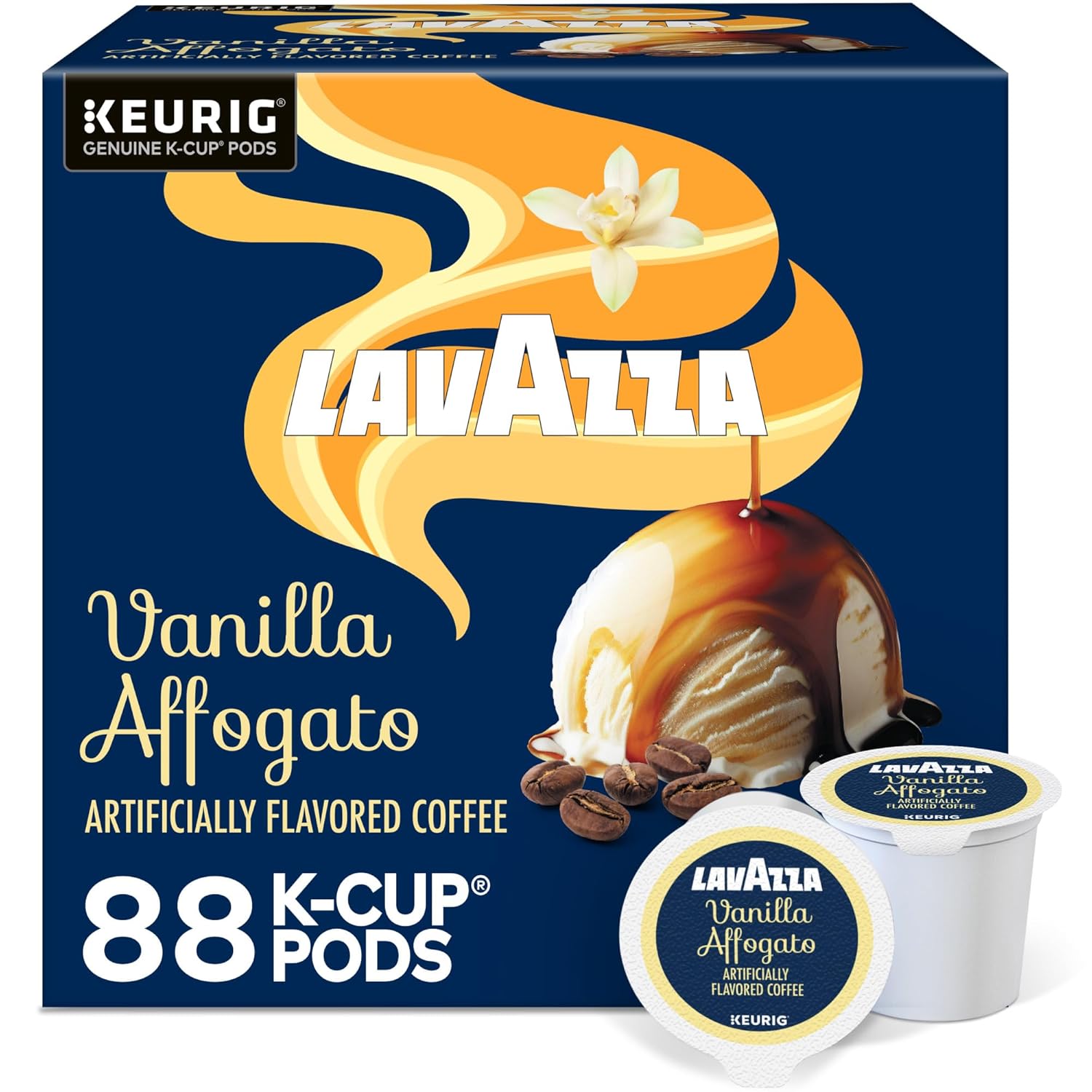 Lavazza Vanilla Affogato Coffee. Single Serve Keurig K-Cup Pods. Flavored Coffee. 88-Count Box (4 Packs of 22)