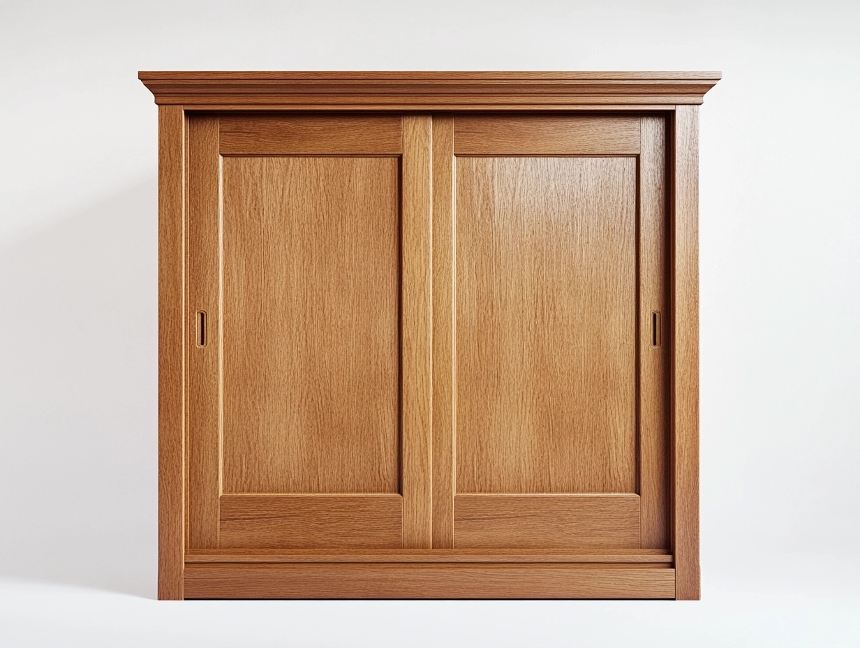 Armario de madera maciza marrón claro 120x50x180 cm puertas correderas para dormitorio estilo clásico