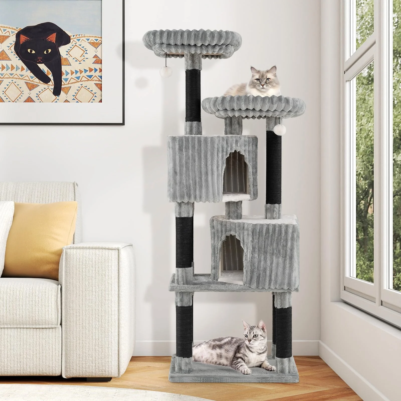 Tangkula 62 Inch Tall Cat Tower with Scratching Posts