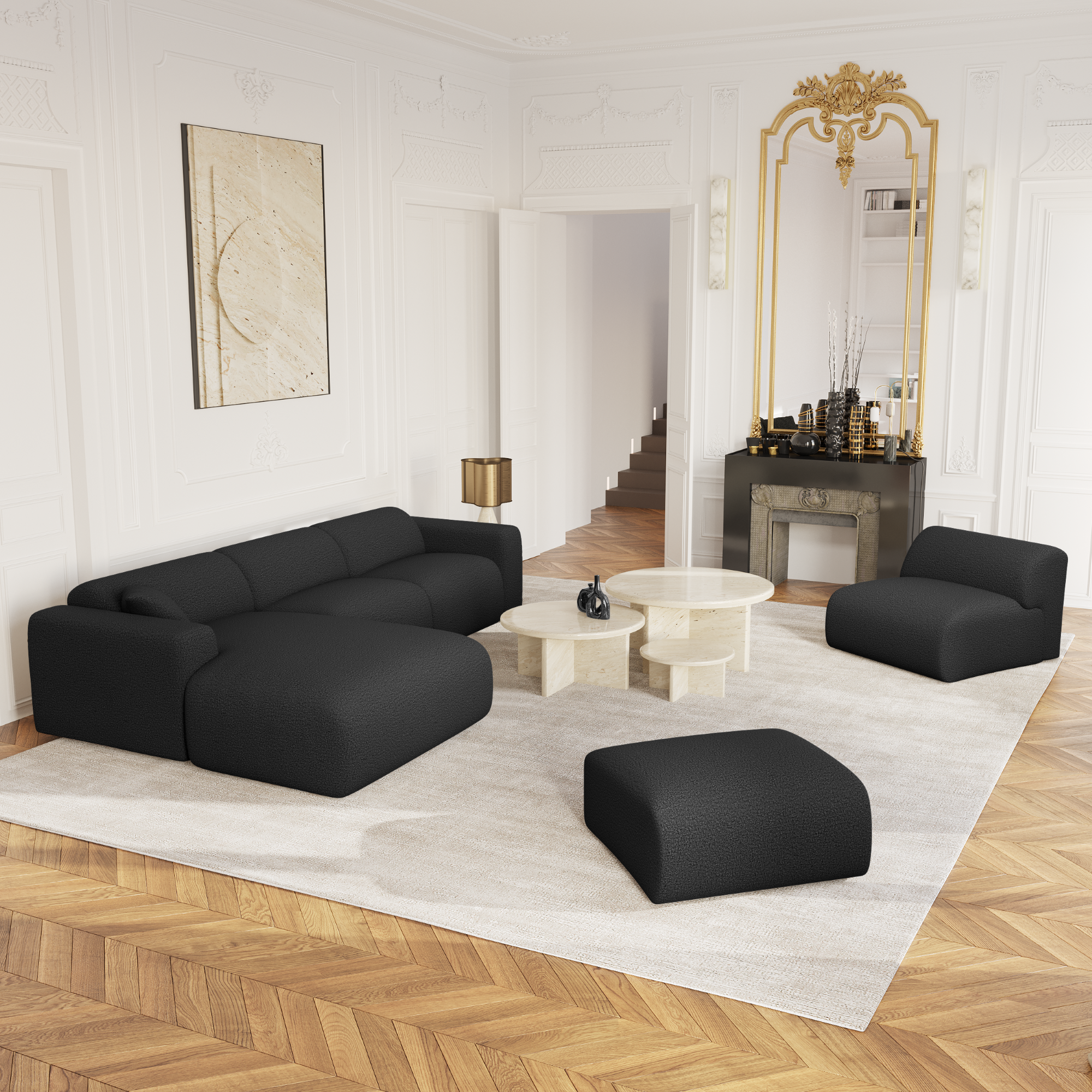 Fauteuil MYRA Bouclette stof Donker antraciet