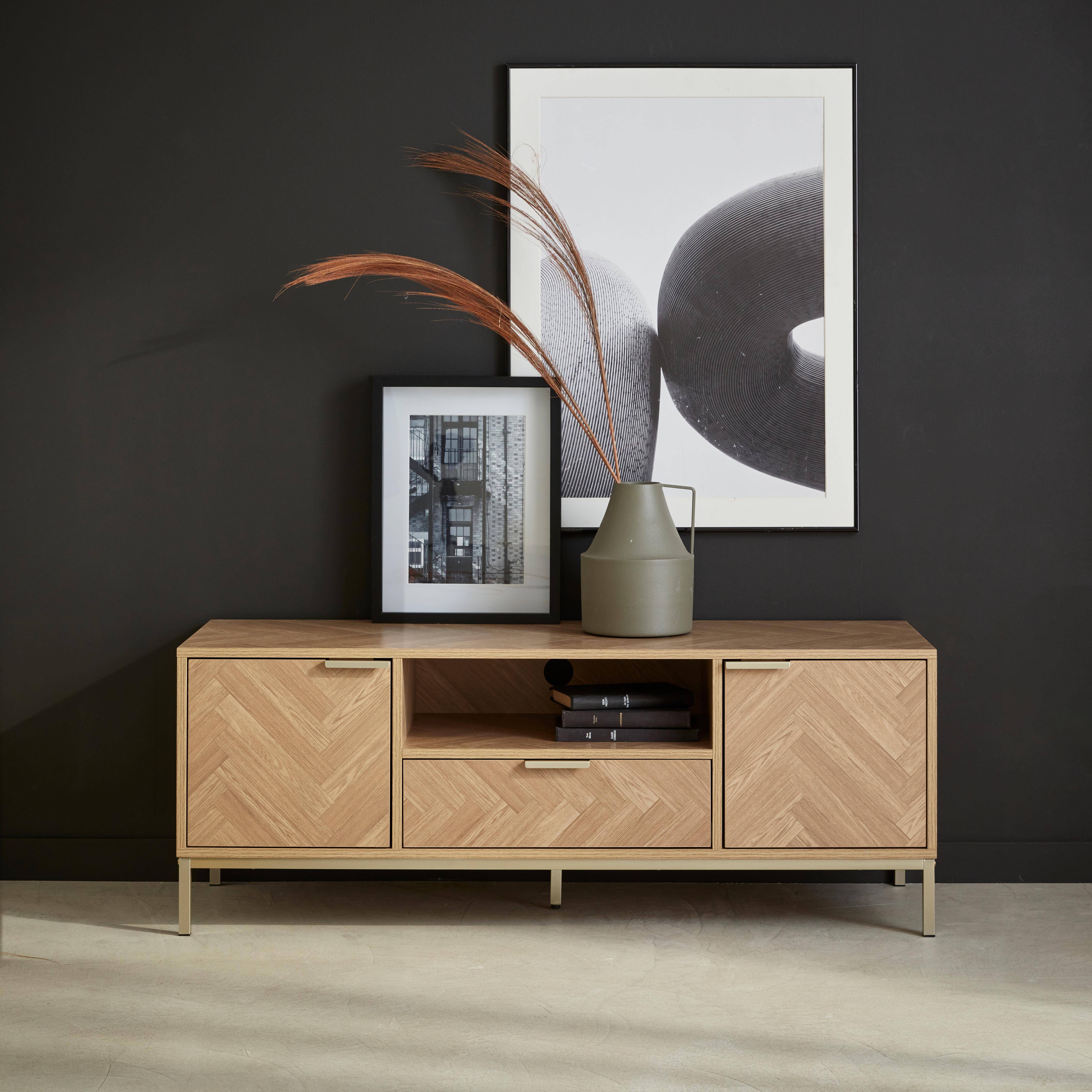 Budapest - Mueble TV efecto madera en espiga 120cm