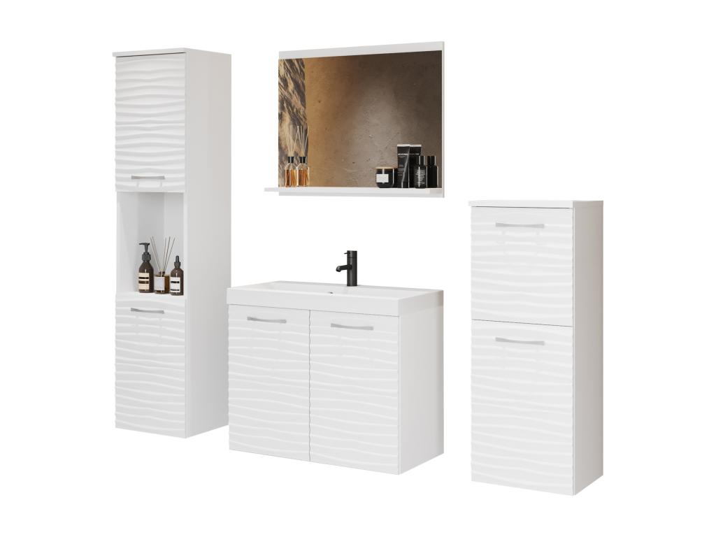 Conjunto mueble baño - Blanco con frente ondulado - GRIPTICIALS
