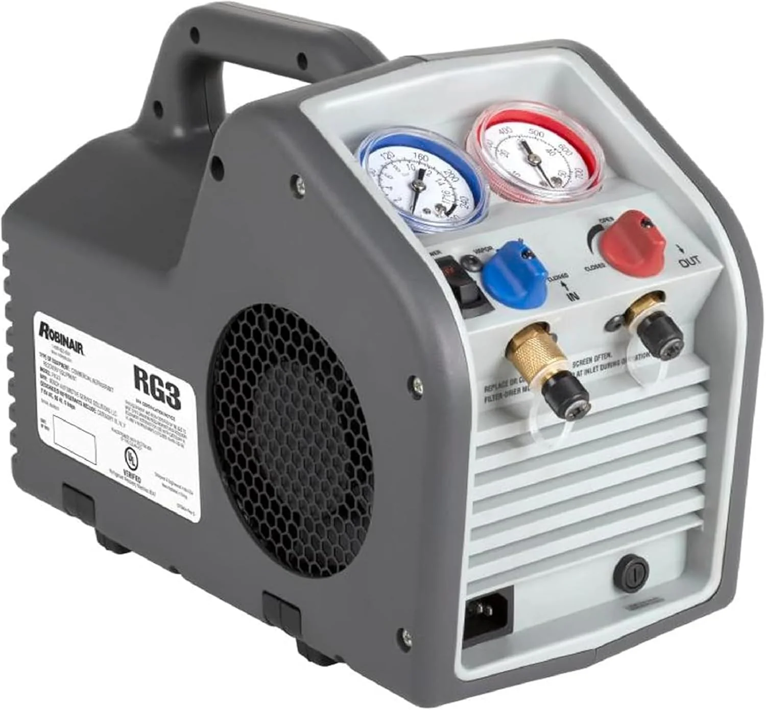 (Portable Refrigerant Recovery Machine – 115V. 60Hz. for Both Liquid and Vapor Refrigerant. White-Robinair