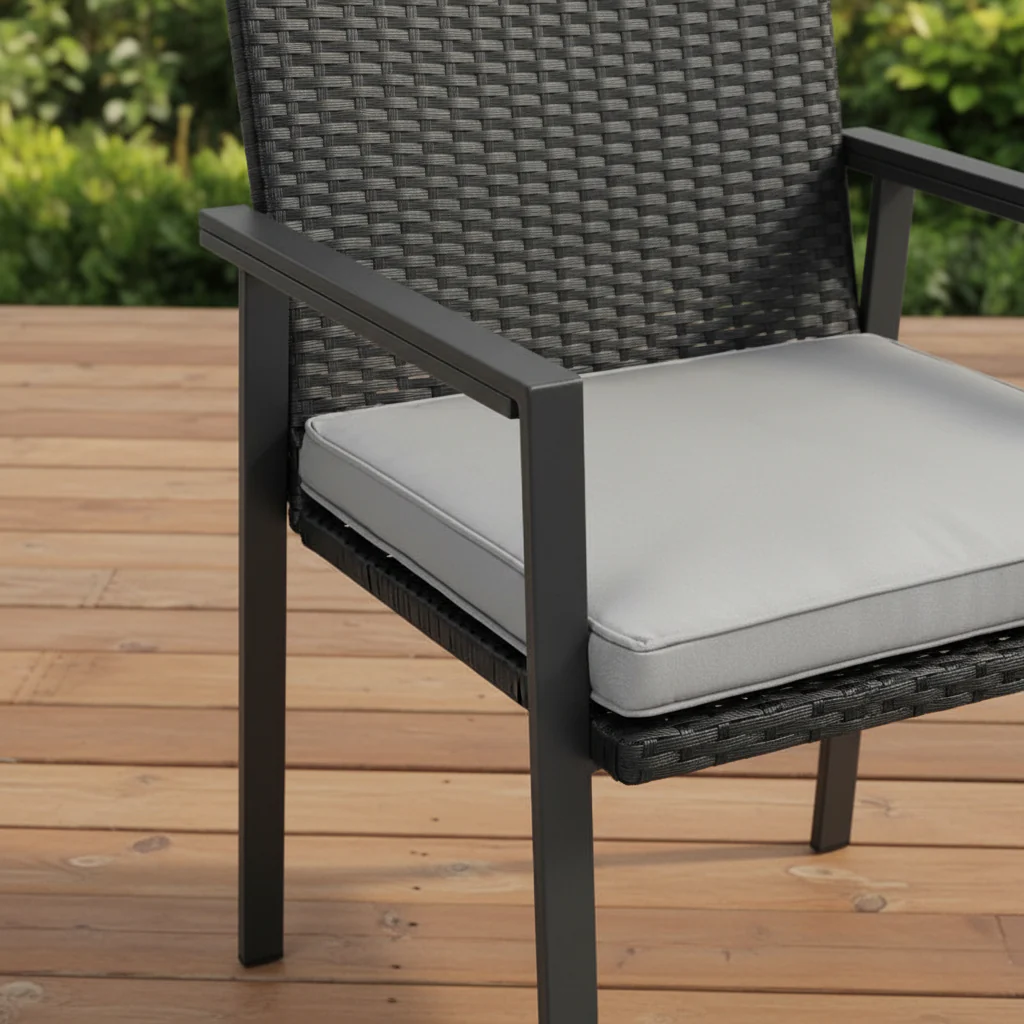 Outdoor Wicker Bistro Set with 2 Chairs & Table