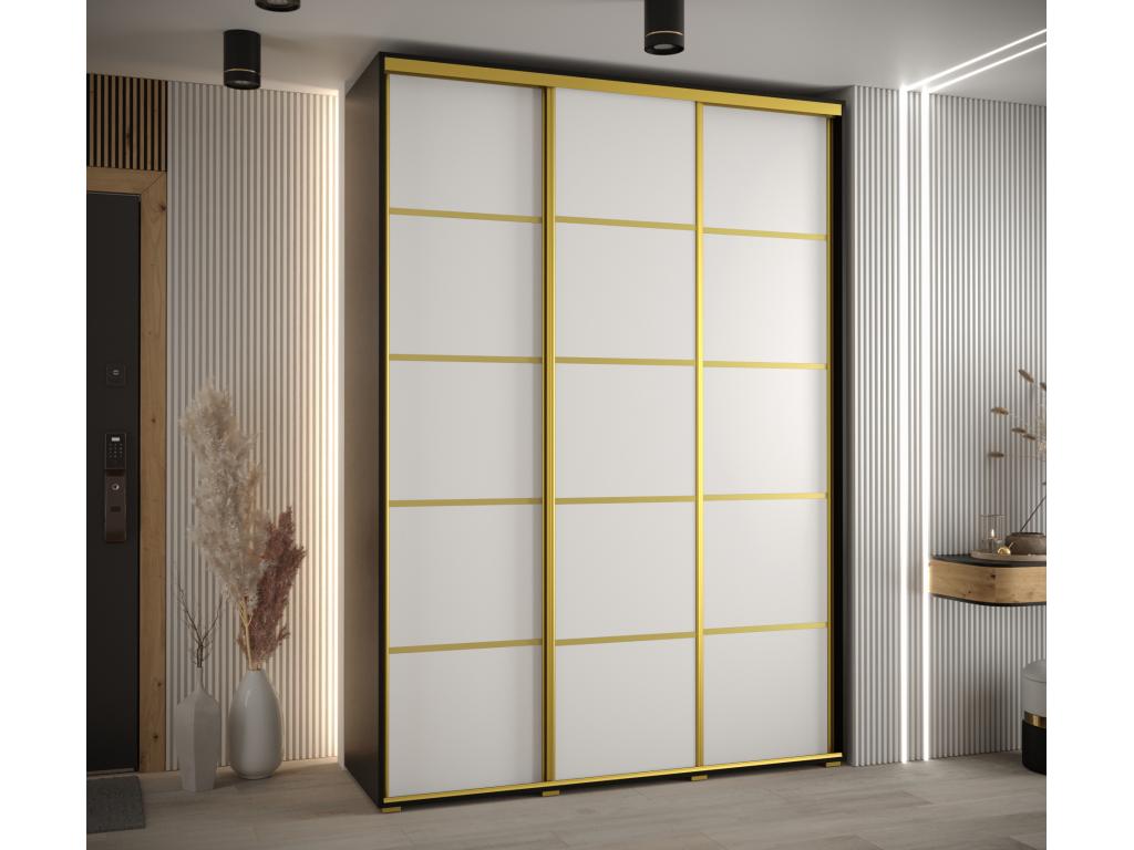 ARMARIO DAVOS 4 DE PUERTAS CORREDERAS 235,2/180/60 3 puertas (Negro/Blanco/Oro)