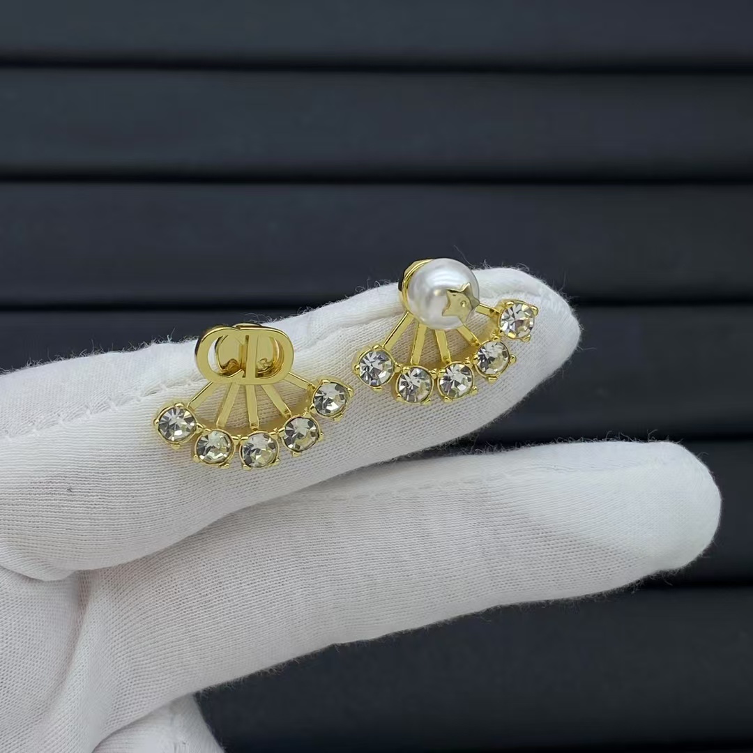 Dior Asymmetric Diamond Paved Stud Earrings - Original Replica Club