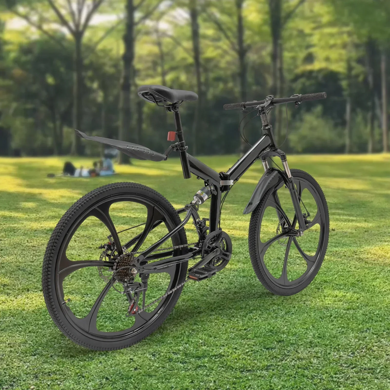 Aiqidi 26 Inch 21 Speed Full Suspension Folding Mountain Bike, Black - Image 3 Aiqidi 26 Inch 21 Speed Full Suspension Folding Mountain Bike, Black - Image 3