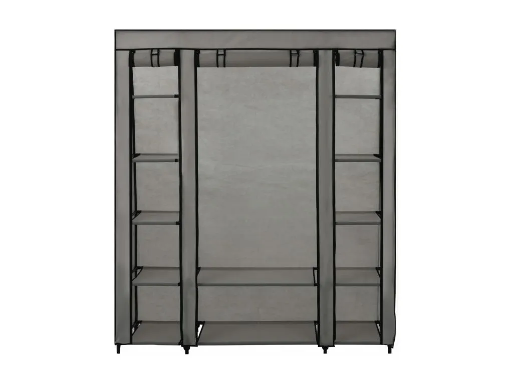 Armario con compartimentos y barras Gris 150x45x176 cm Tela icrz29059