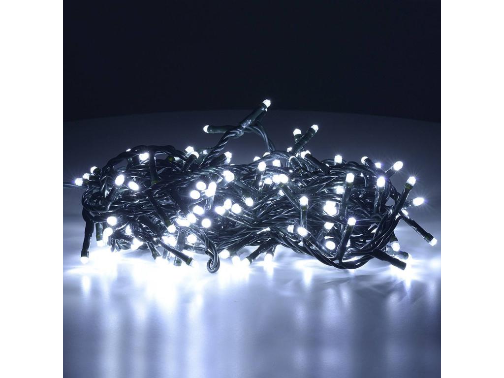 String Lights 300 LED Outdoor, Cable Luces de Navidad 8 Juegos, Decoración navideña, Alambre Verde 14,95M, Luces Blancas Frías