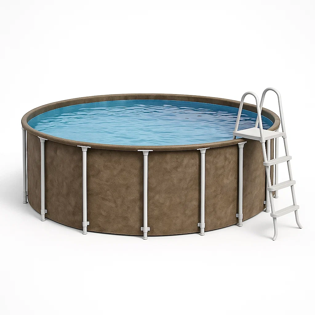 Piscina tubular redonda desmontable 298x96 cm Color beige con filtro y escalera BZazboY246qC