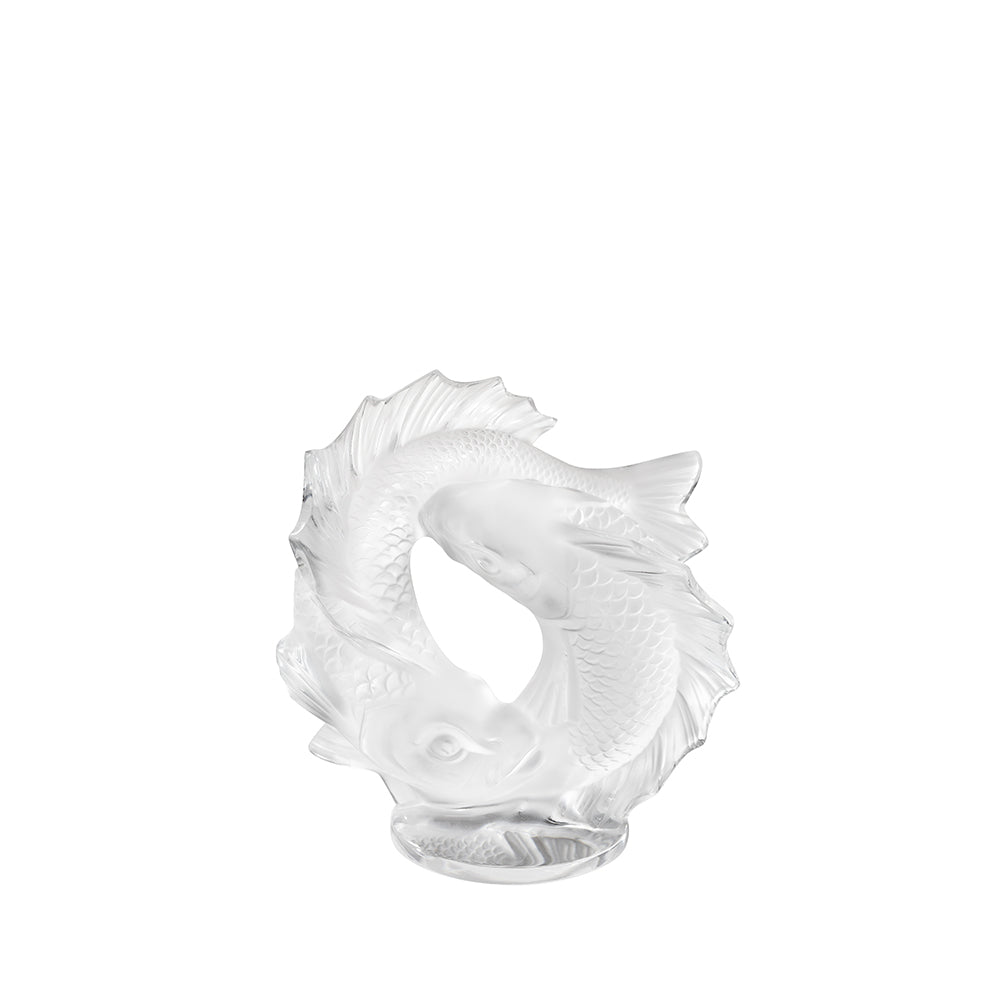 SCULPTURE 2 POISSONS PETIT MODÈLE - CRISTAL INCOLORE, PETIT MODÈLE