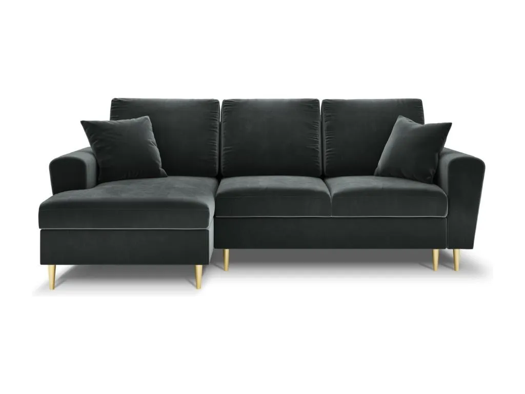 Casahandy Sofá cama esquinero izquierdo con baúl de almacenamiento 4 plazas de terciopelo gris oscuro Dimensiones - 241x145x88 cm