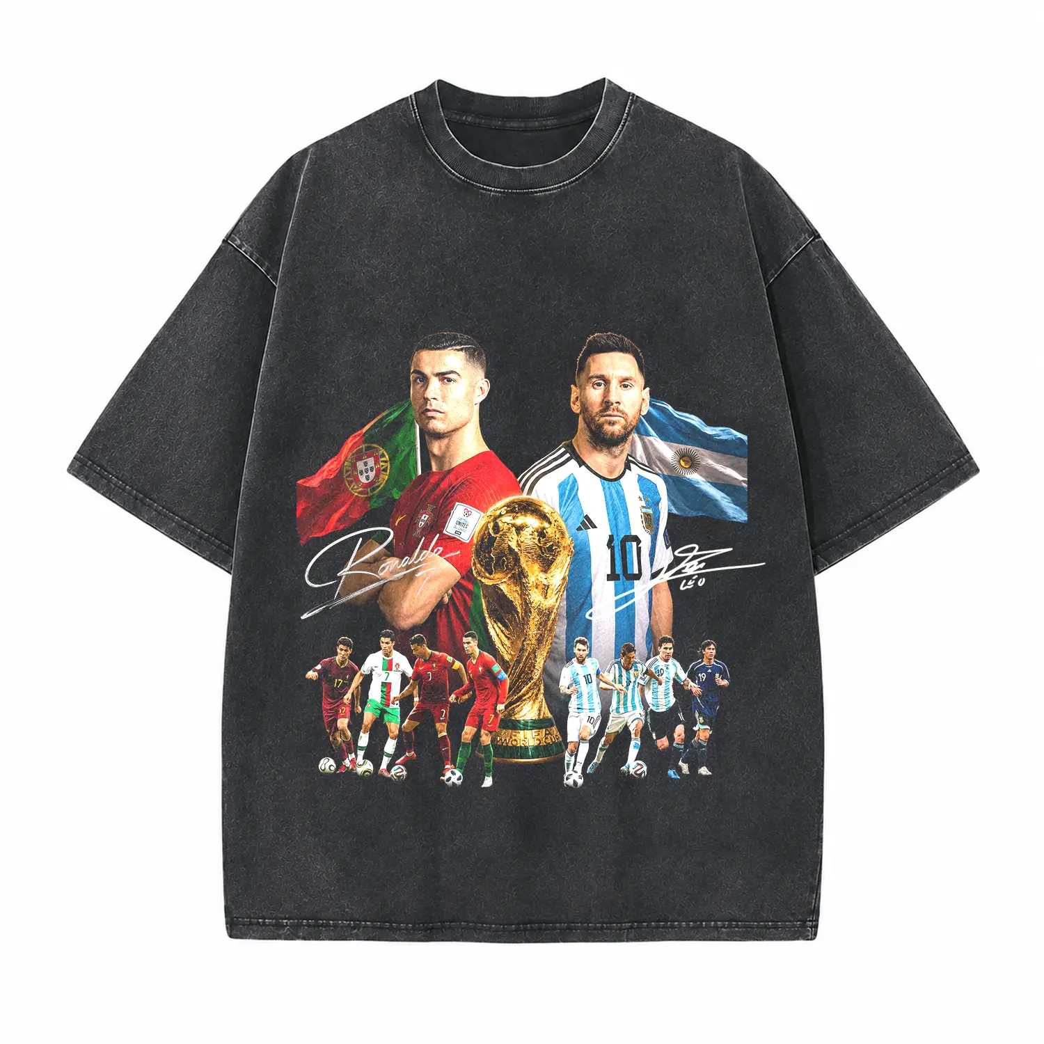 Football Legends Rivalry Printed Unisex Washed T-Shirt