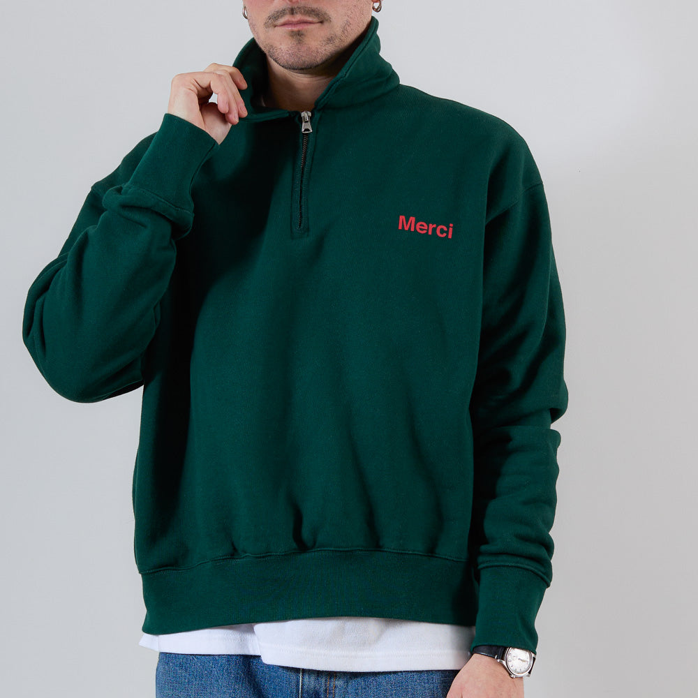 Merci - Sweat Half Zip Aurelien - Forêt
