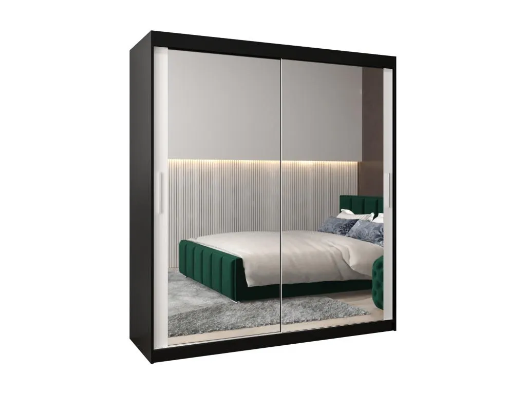 Armario Alkifurniturees 3 de puertas correderas 200/180/62 2 puertas (negro/blanco) 39585EBYH
