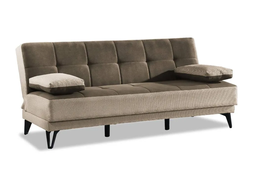 Sofá cama Jmmhogar Sofá cama 3 plazas con pies de Jmmhogar negro Sofá de salón en tela tapizada con apertura clic-Jmmhogar 190x87h97 cm Gris y Marrón