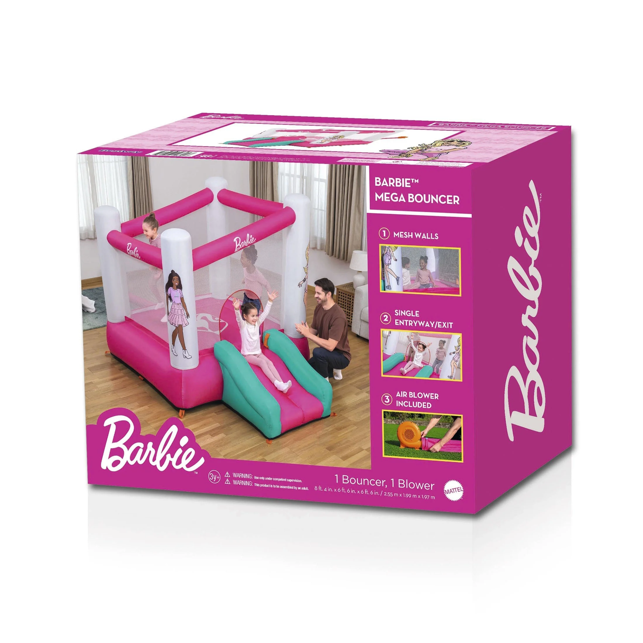 Barbie Inflatable Bounce House with Mesh Walls, Slide and Blower, Indoor/Outdoor, Ages 3+ - Image 11