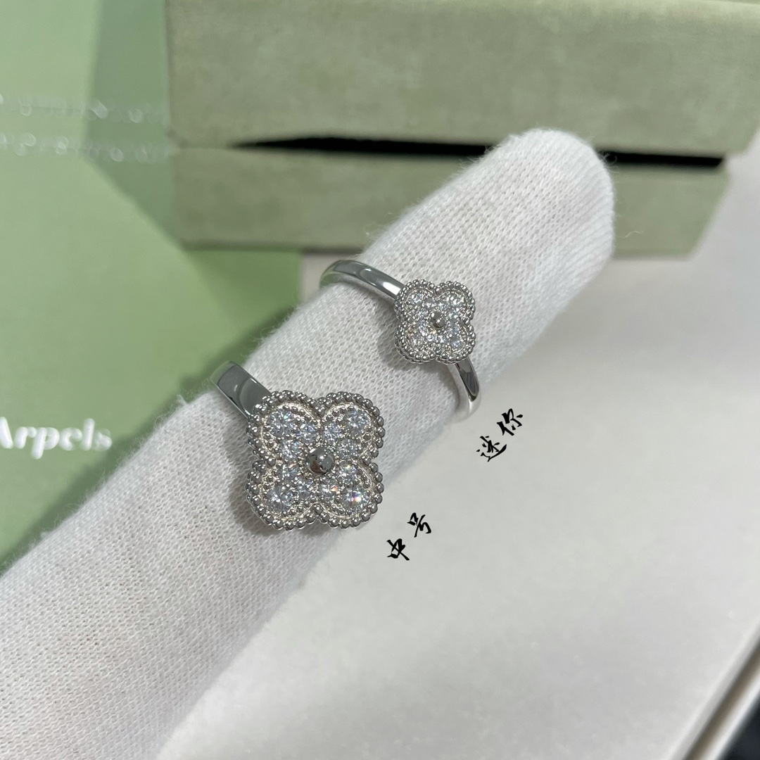 VCA Full Diamond Mini & Medium Vintage Alhambra Ring - Original Replica Club