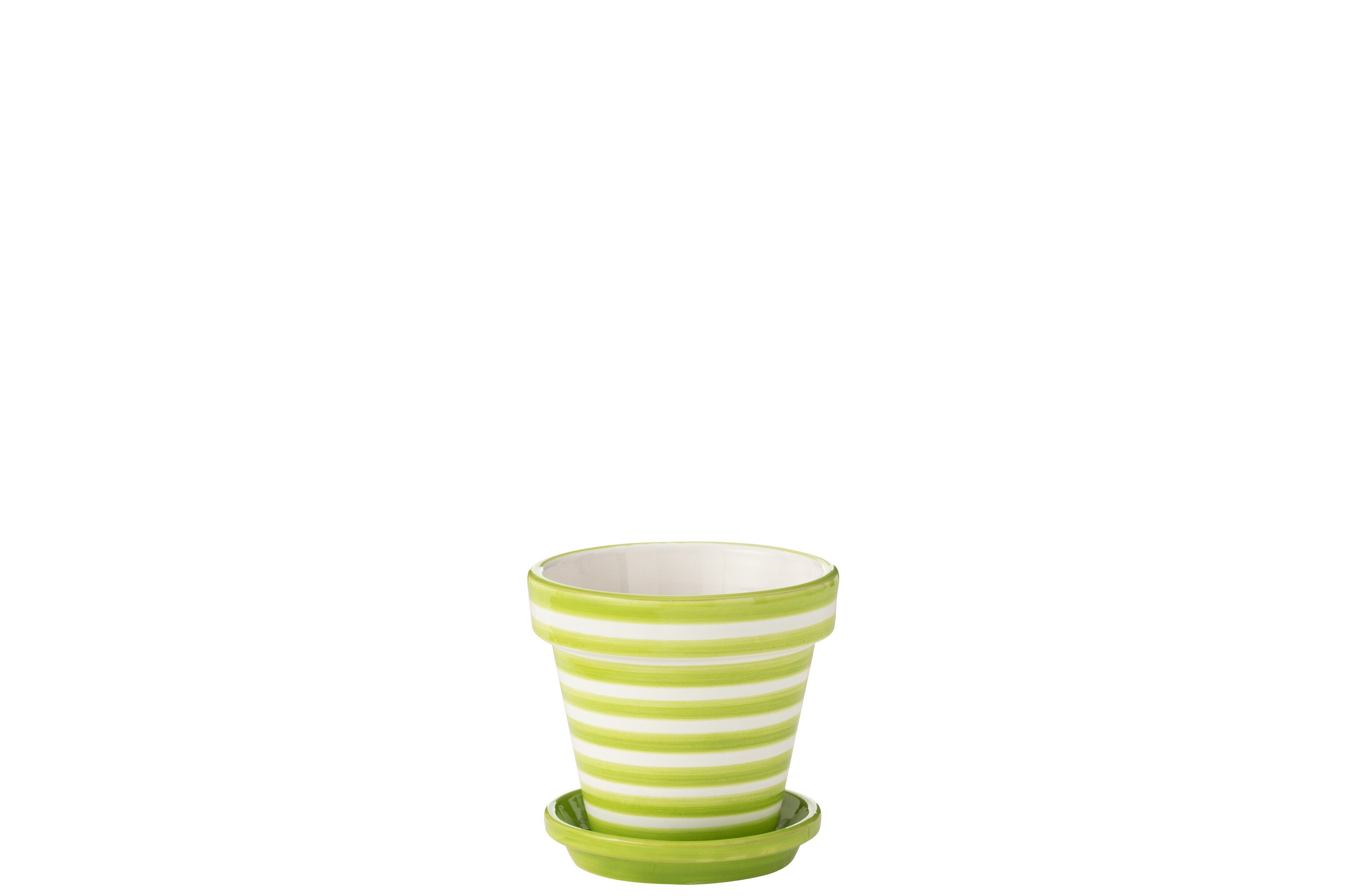 J-Line bloempot Granada Stripes Handmade + Painted - keramiek - geel -