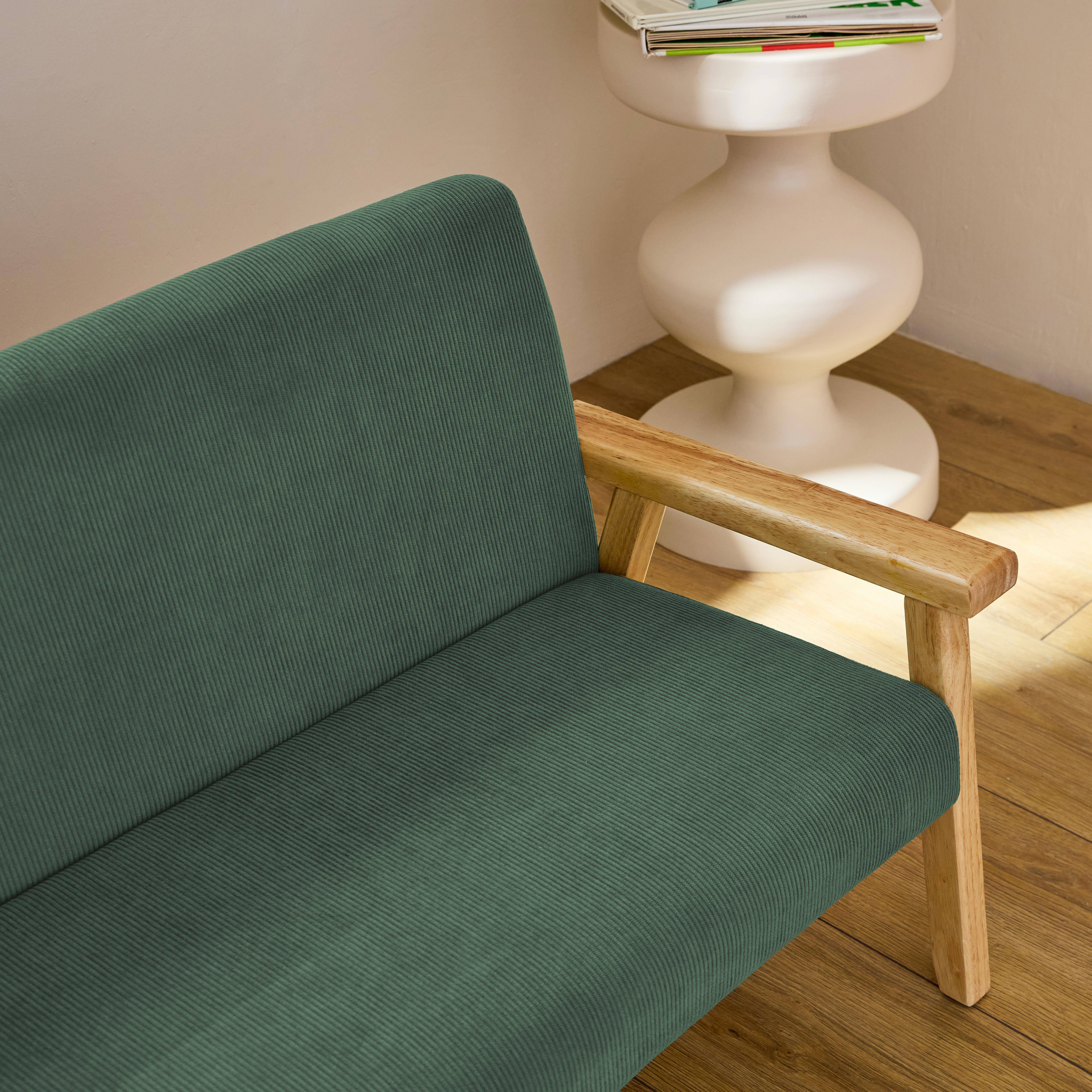 Isak kids - Banco infantil de pana y madera de caucho, 2 plazas