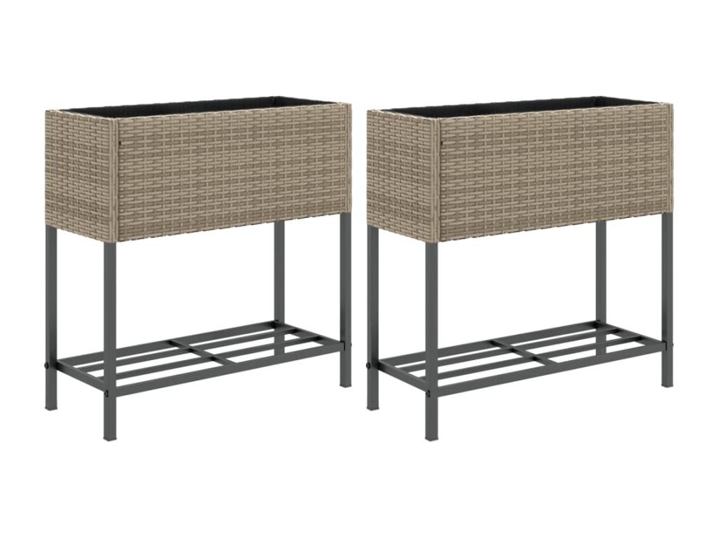 Con Decoratodo stante 2 uds ratán sintético gris 70x28x70 cm