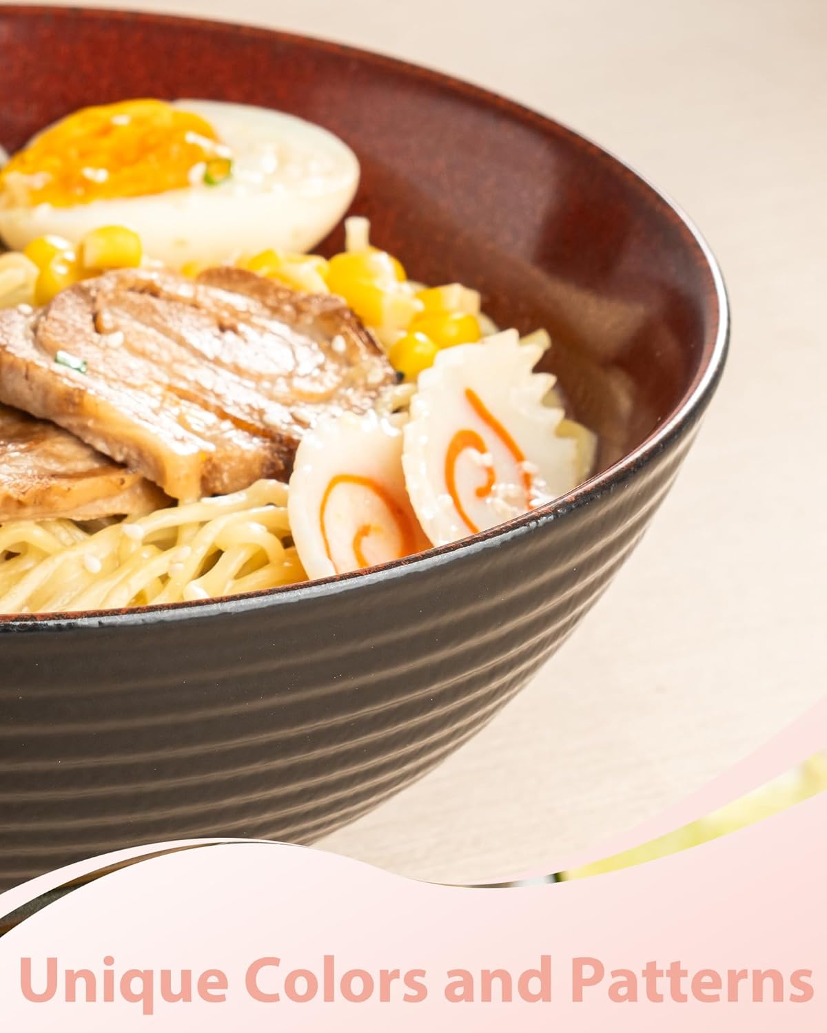 Large Japanese Ramen Bowl Set of 4, Material Safety Ceramic Ramen Bowls with Matching Chopsticks and Spoons, 8 Inch 40oz Pho Bowls Ramen Noodle Bowl for Asian Udon Soup Salad Cereal(Red)