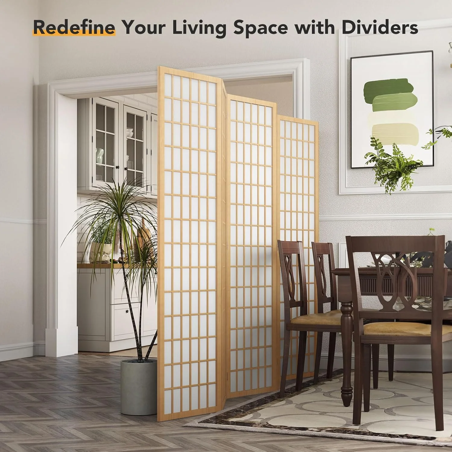 JOSTYLE Room Divider Wall Shoji Screen, 6 Panel Folding Privacy Screen for Room Separation, Japanese Wood Room Divider Screen, 5.9 Ft, Natural - Image 6