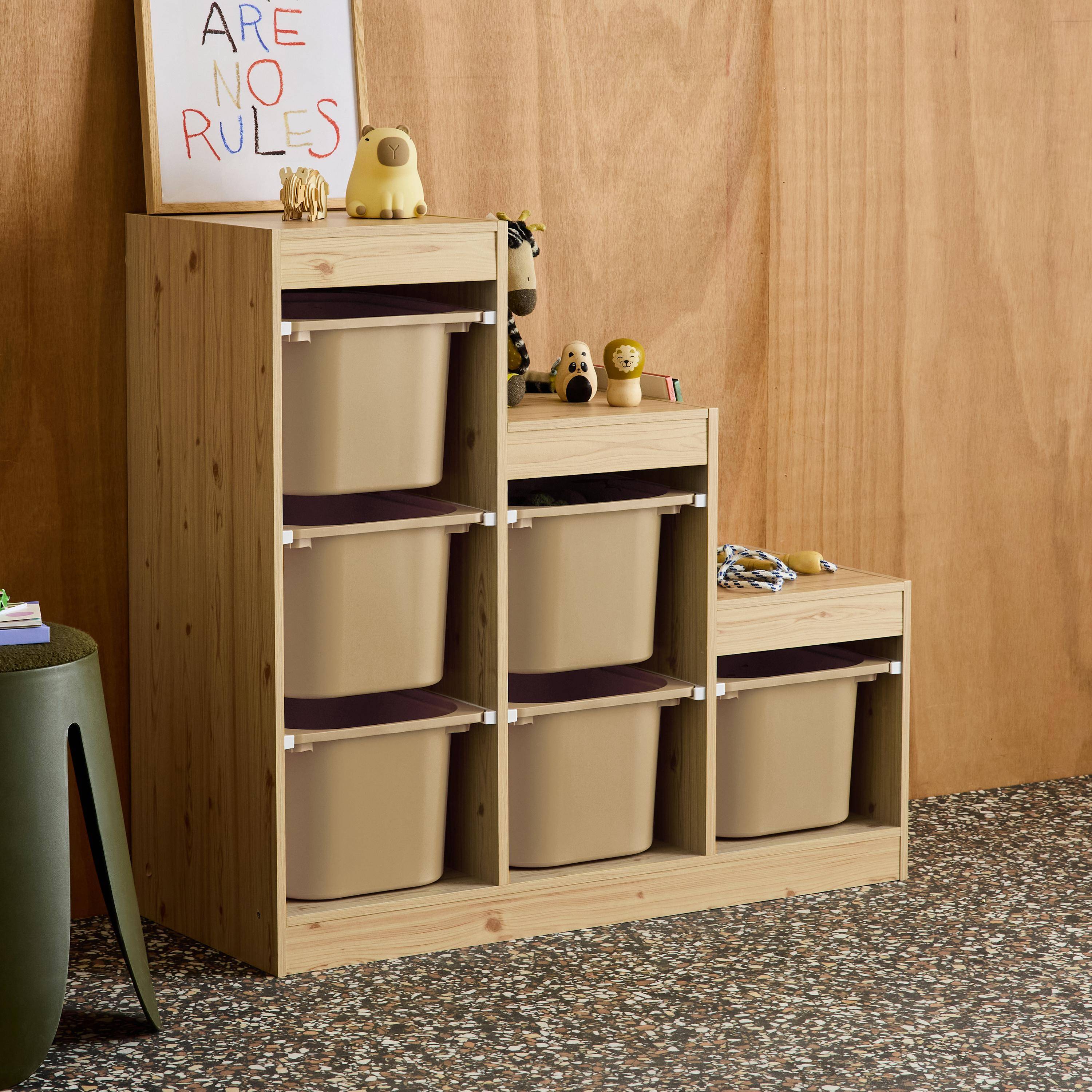 Sora - Mueble de almacenamiento infantil escalera, 6 cajones de almacenamiento