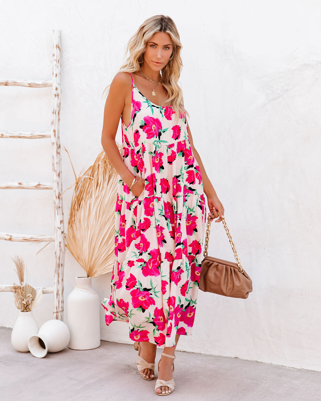 Koa Pocketed Floral Tiered Midi Dress - SALE - Se7enfashion