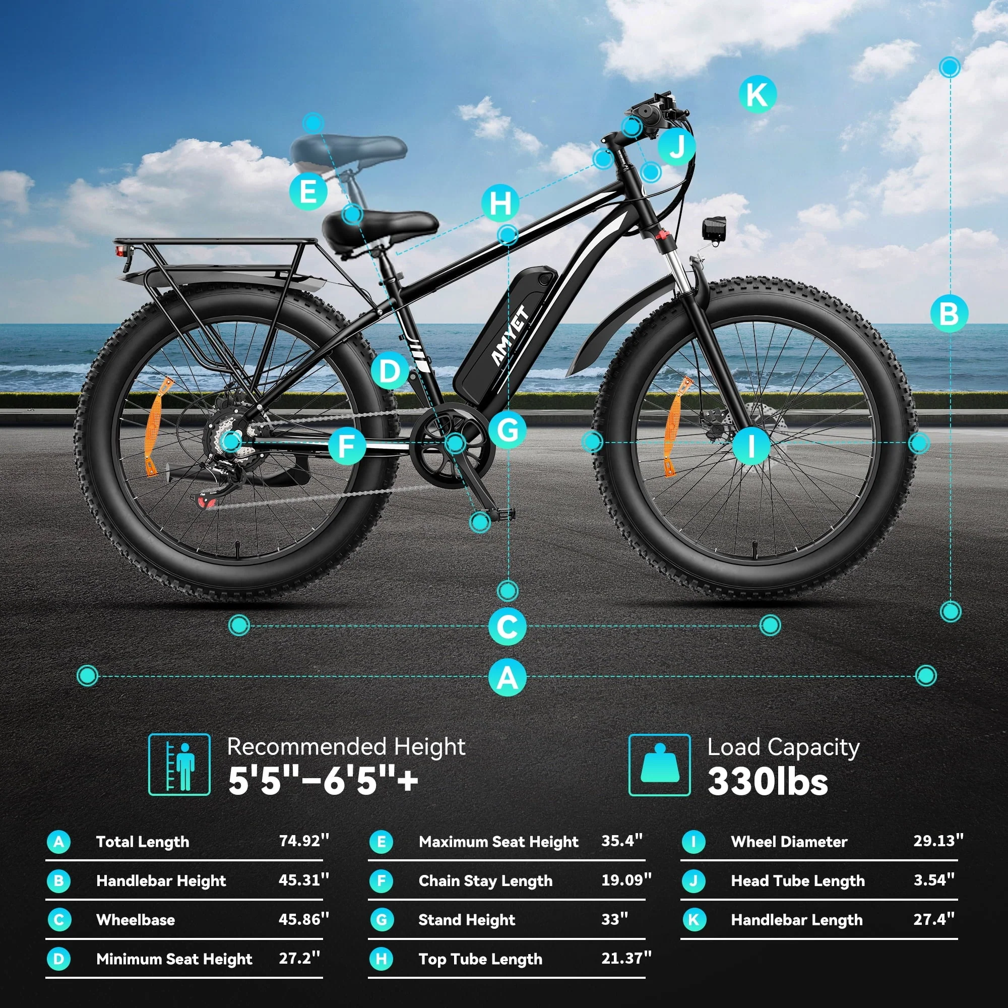 AMYET 26 x 4 Fat Tire Electric Mountain Bike, 48V 15Ah, 7-Speed - EB26 - Image 39 AMYET 26 x 4 Fat Tire Electric Mountain Bike, 48V 15Ah, 7-Speed - EB26 - Image 39