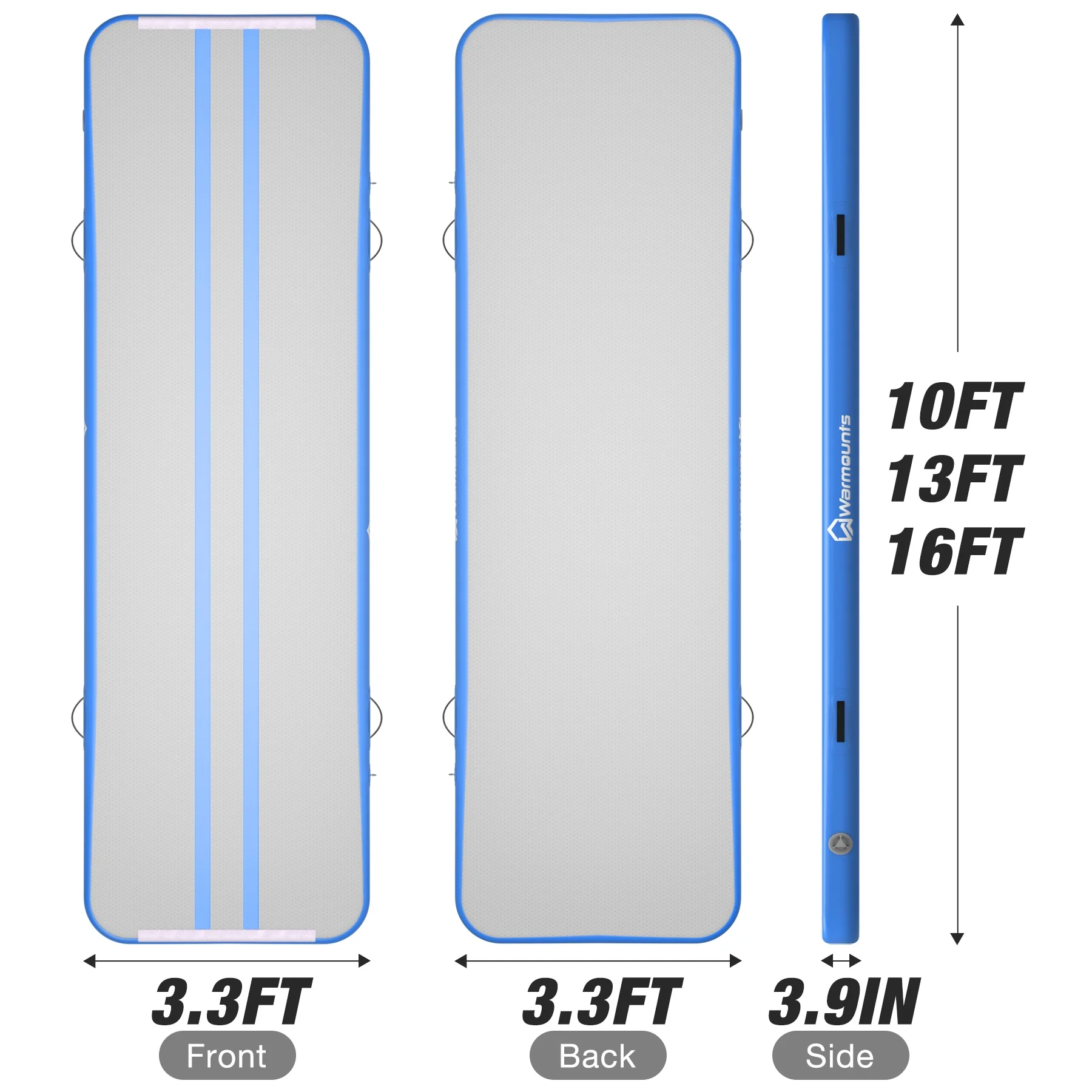 WARMOUNTS Tumbling Mat, 10 ft Inflatable Air Gymnastics Training Mats w/ Electric Pump, 4'' Thick Tumble Track for Home, Gym, Cheerleading, Water, Outdoor - Image 13