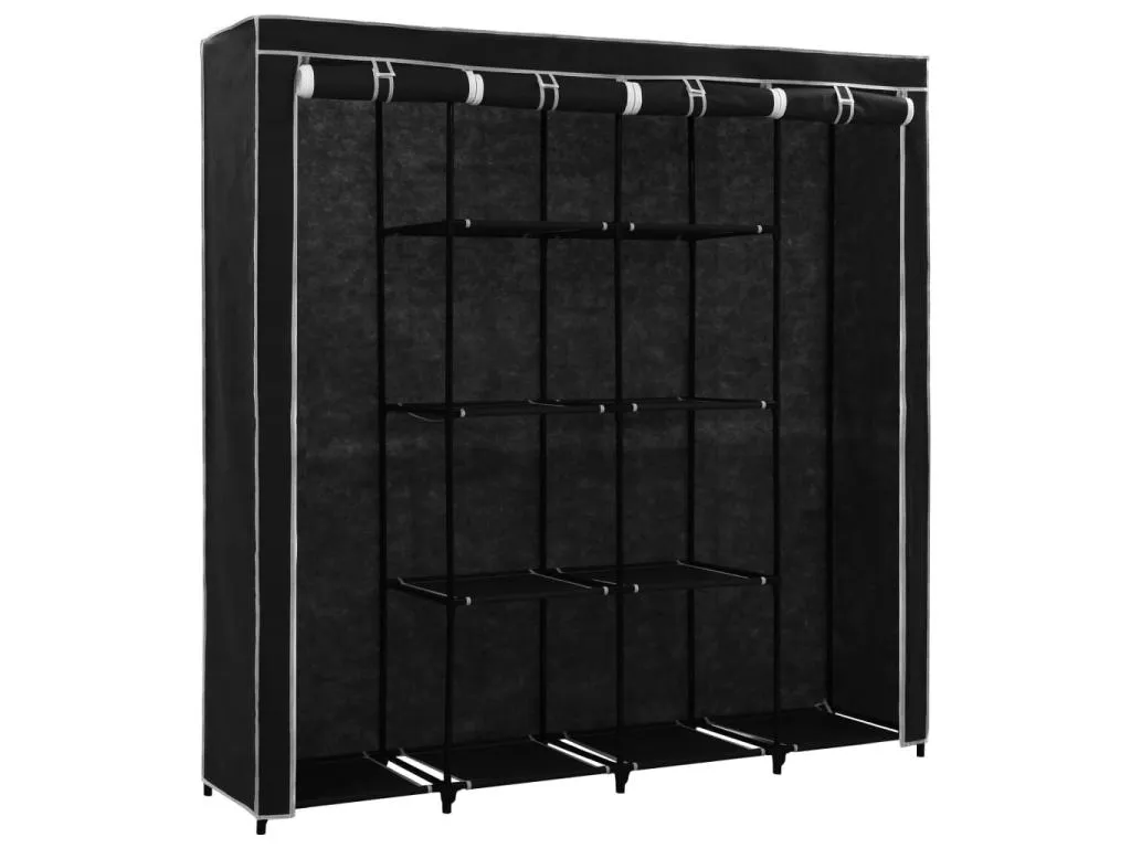 Armario con 4 compartimentos negro 175x45x170 cm