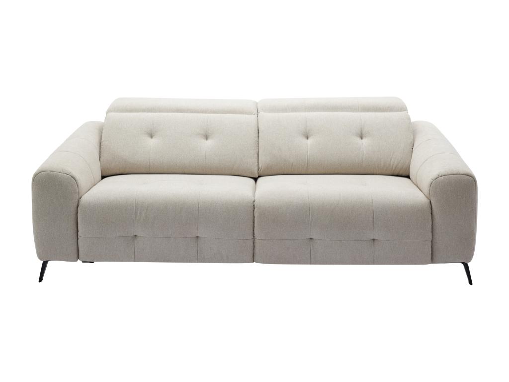 Sofá de 3 plazas reclinable eléctrico de tela beige capitoné