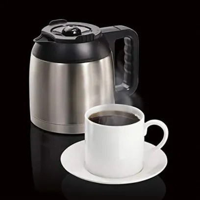 Thermal Coffee Maker, Single Serve & Full Pot, Compatible with Pods or Grounds, Programmable, Black and Stainless ()