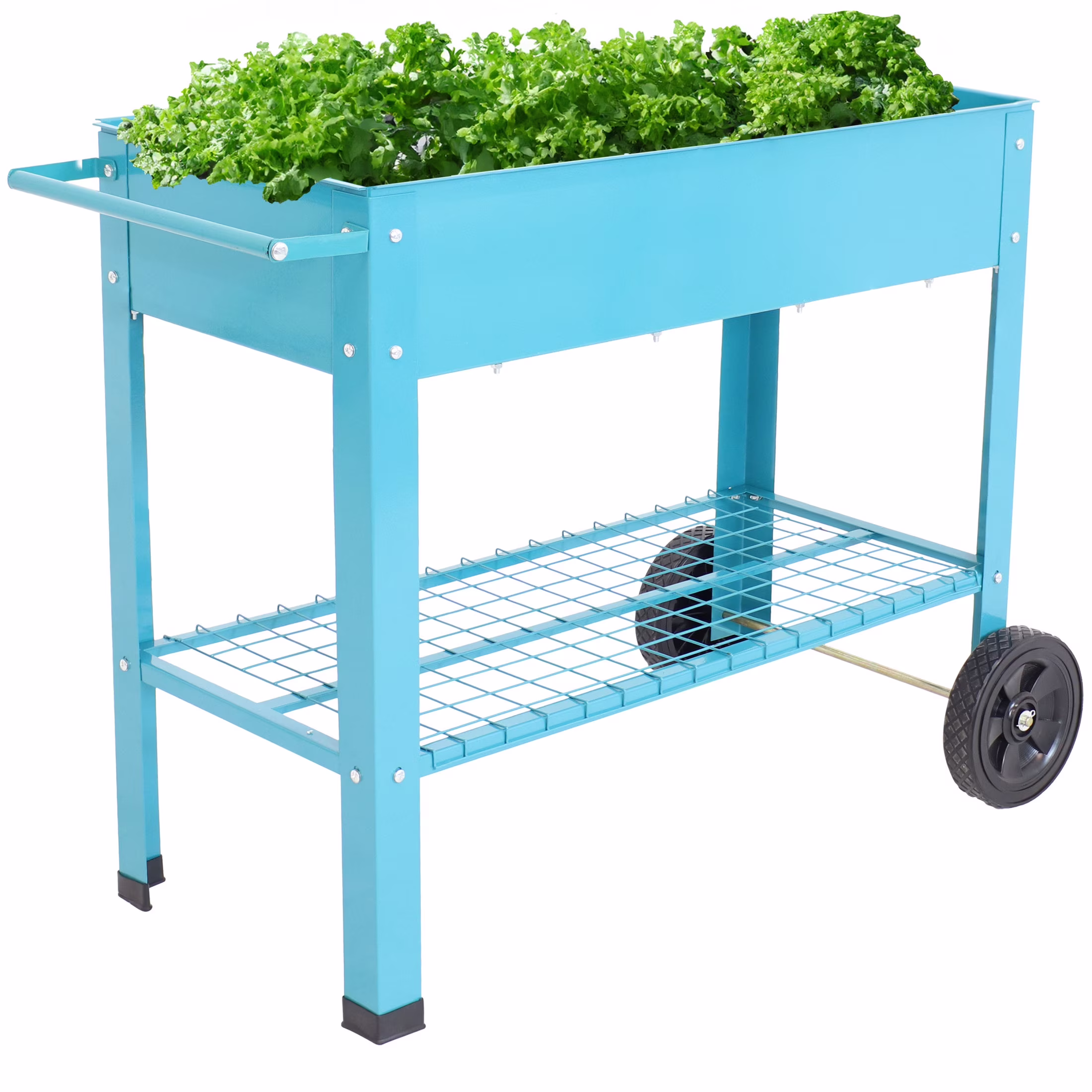 Sunnydaze 43.5" x 20.75" x 31.75" Blue Galvanized Steel Raised Garden Bed Cart with Wheels - image 1