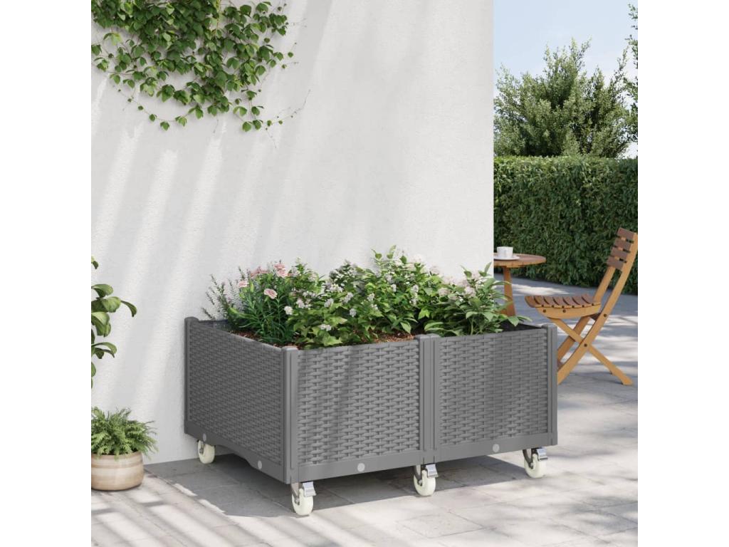 Decoratodo con ruedas PP gris claro 100x80x54 cm
