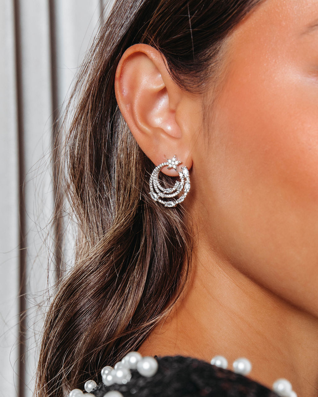 Shooting Star Hoops - Silver - Se7enfashion