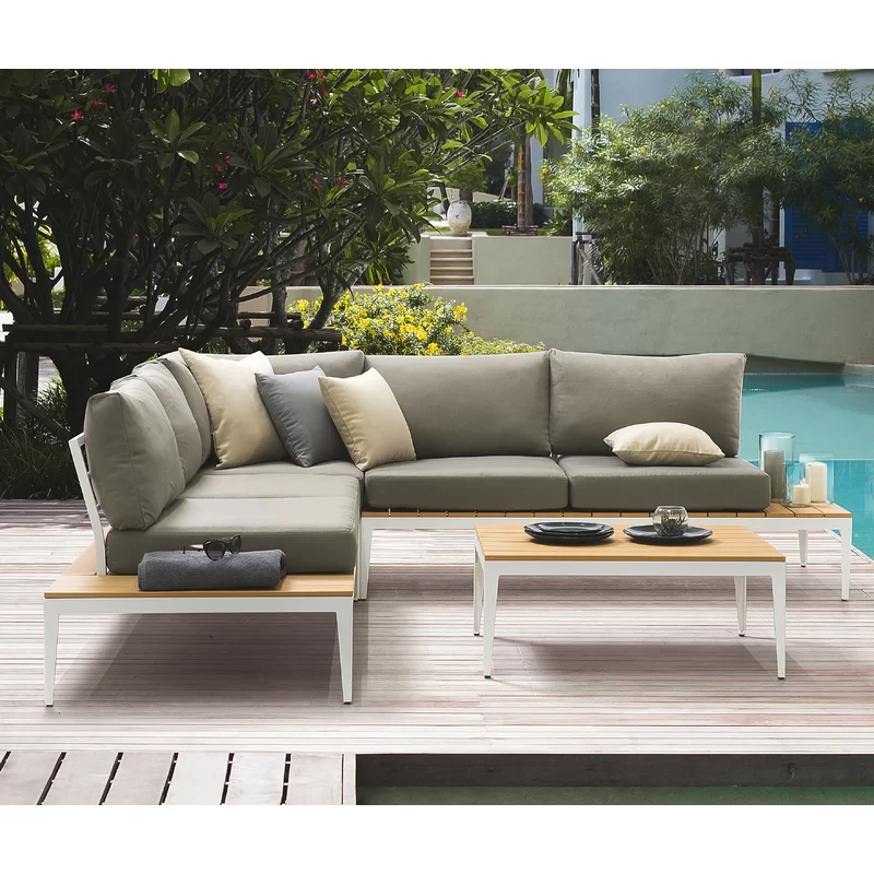 WAYFAIR Kirch Wicker 5 - Person Garden Lounge Set With Cushions